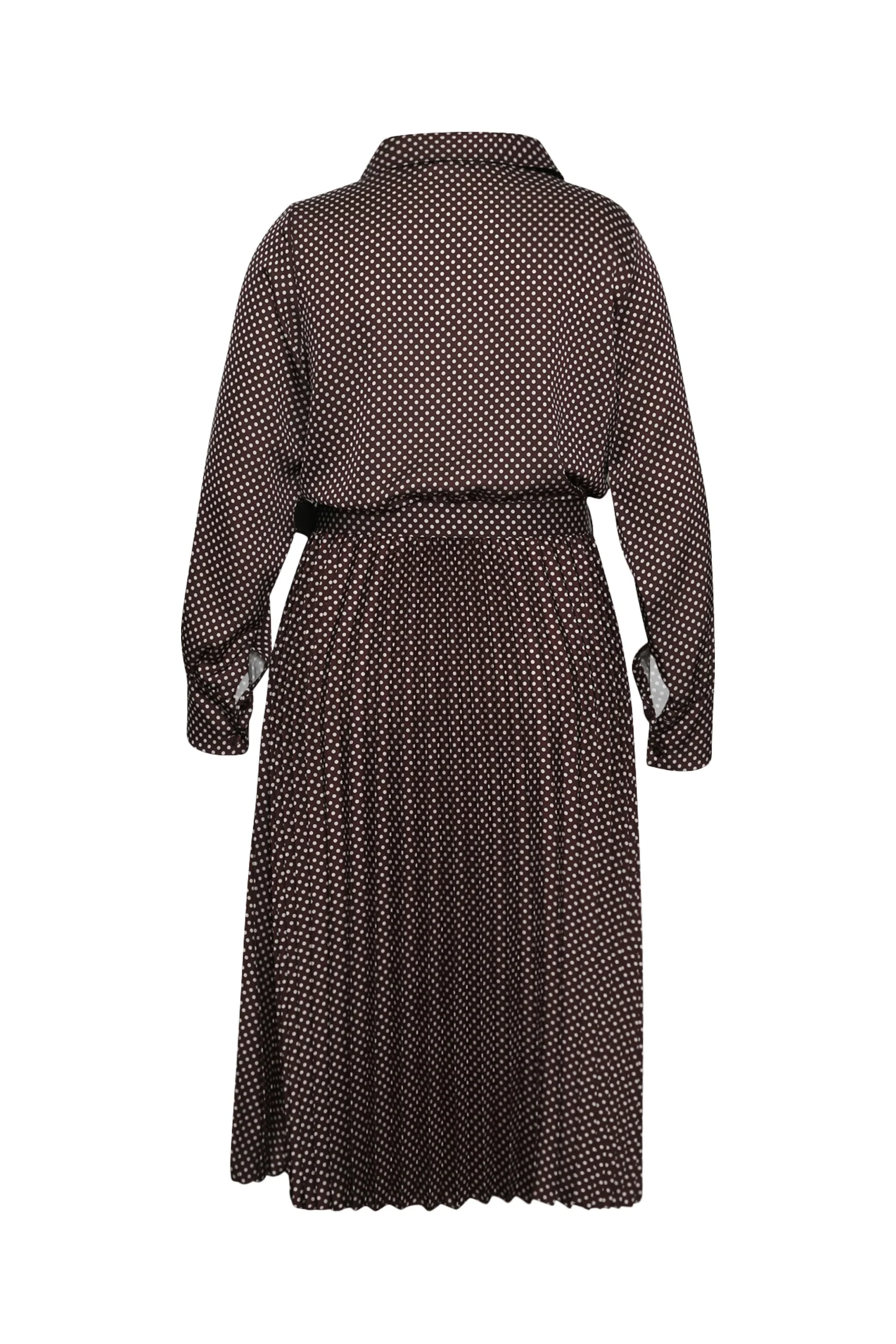 Robe longue satinée plissée à pois - Image 11