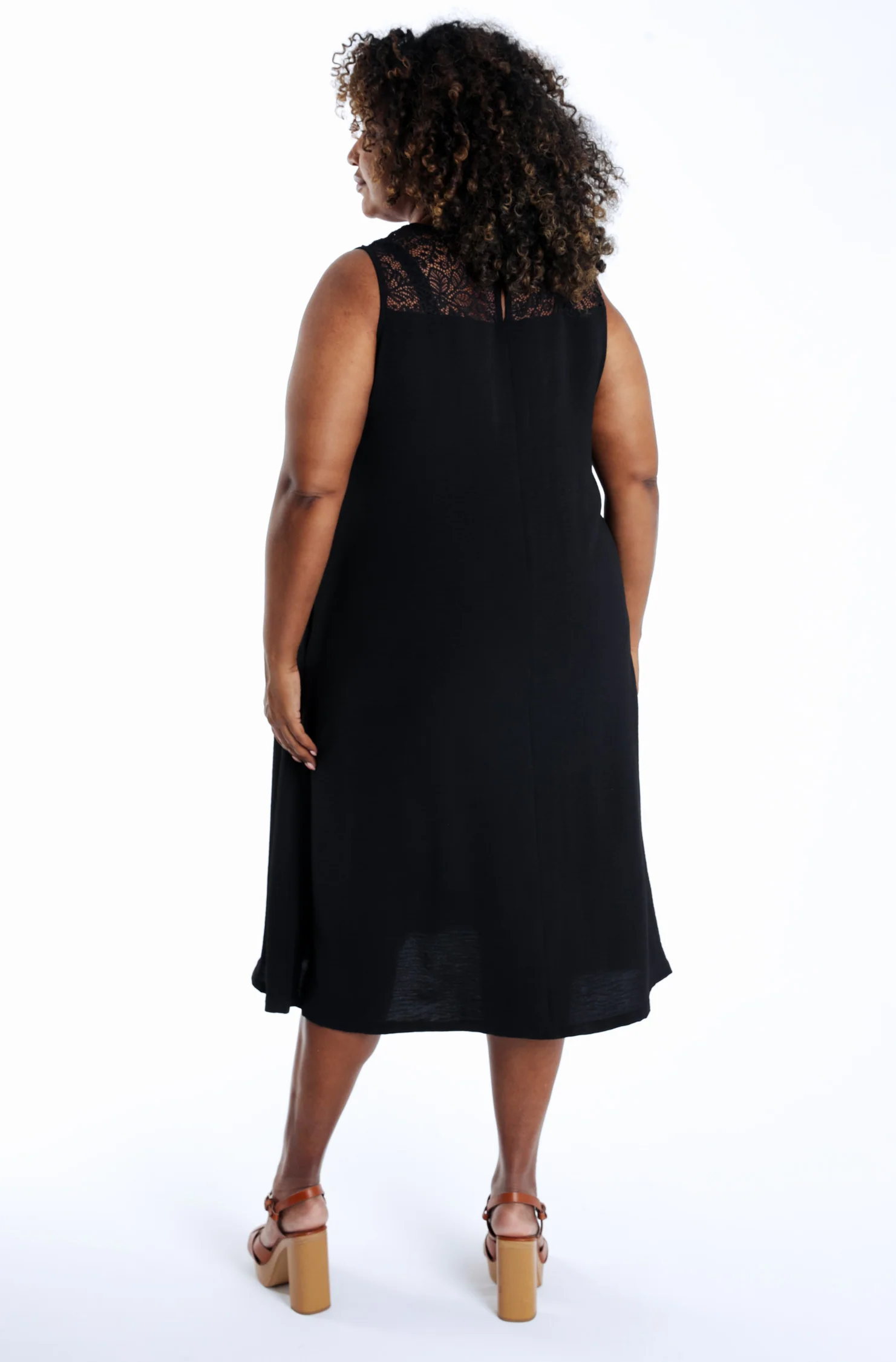 Robe longue unie avec dentelle - Image 2