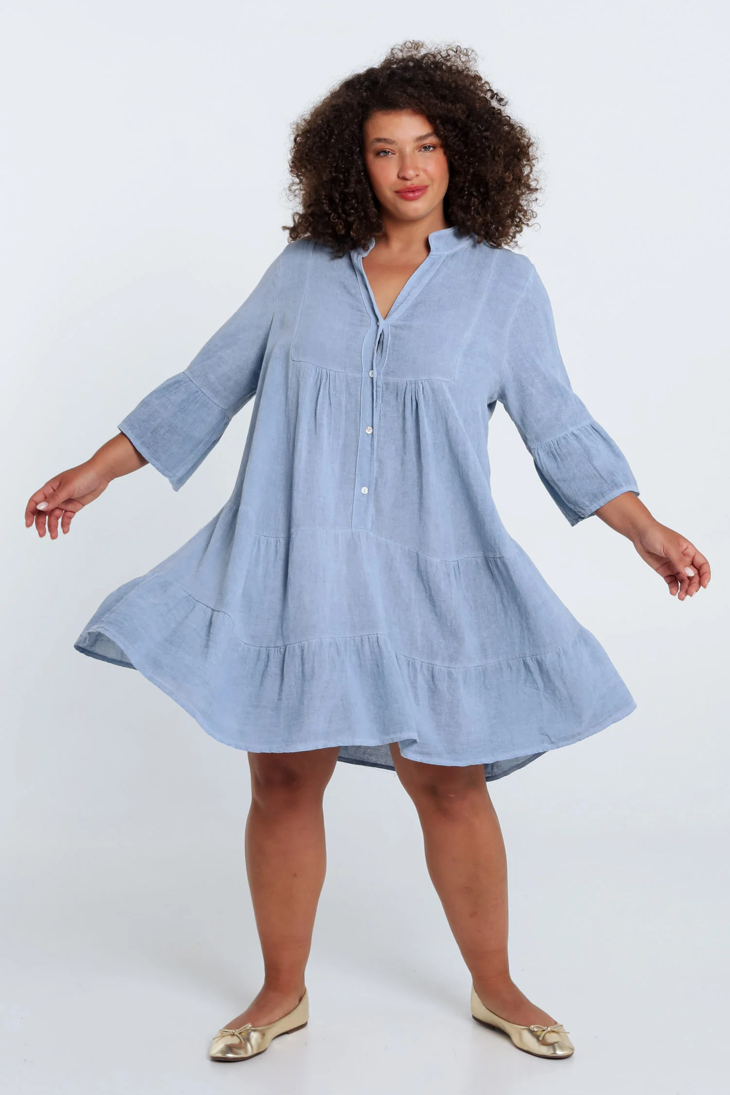 Robe tunique en gaze de coton unie - Image 7