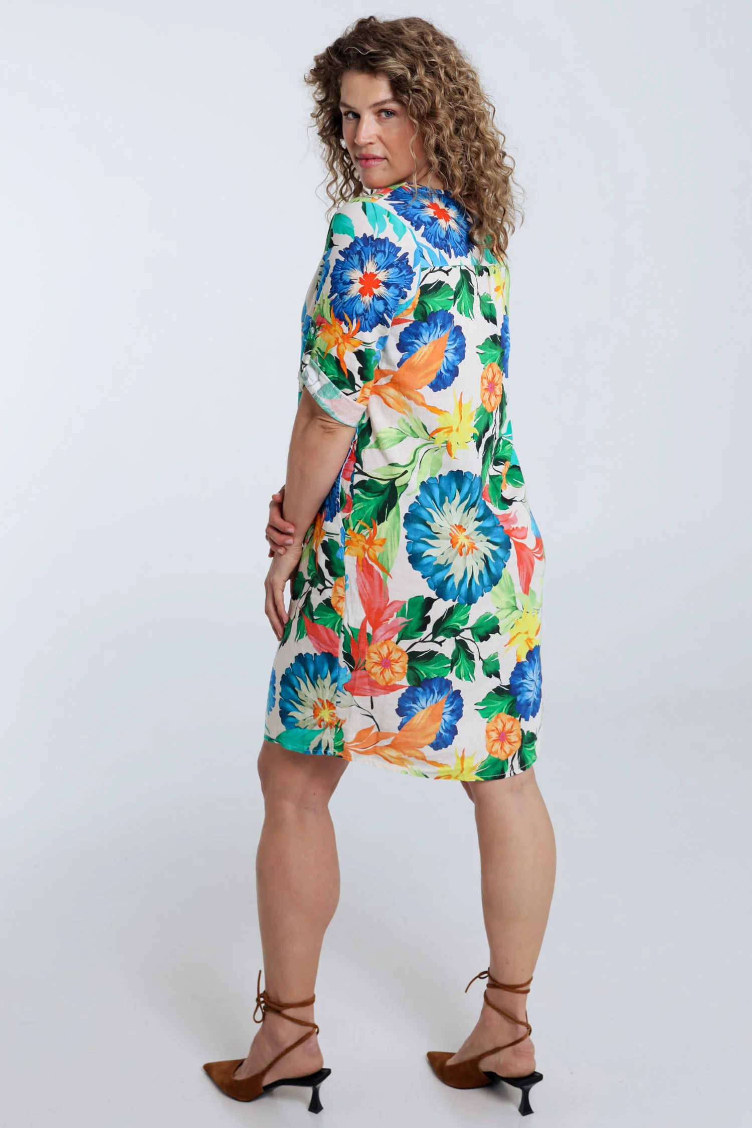 Robe tunique en lin et viscose imprimé floral - Image 2