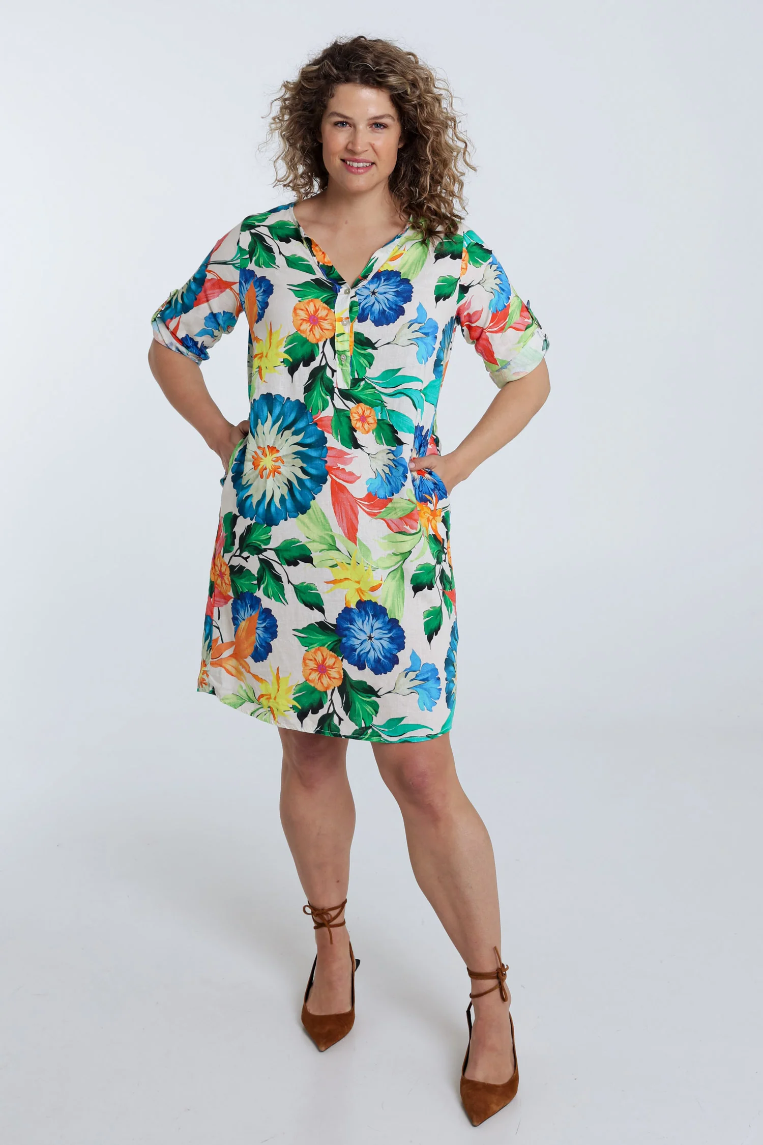 Robe tunique en lin et viscose imprimé floral - Image 7