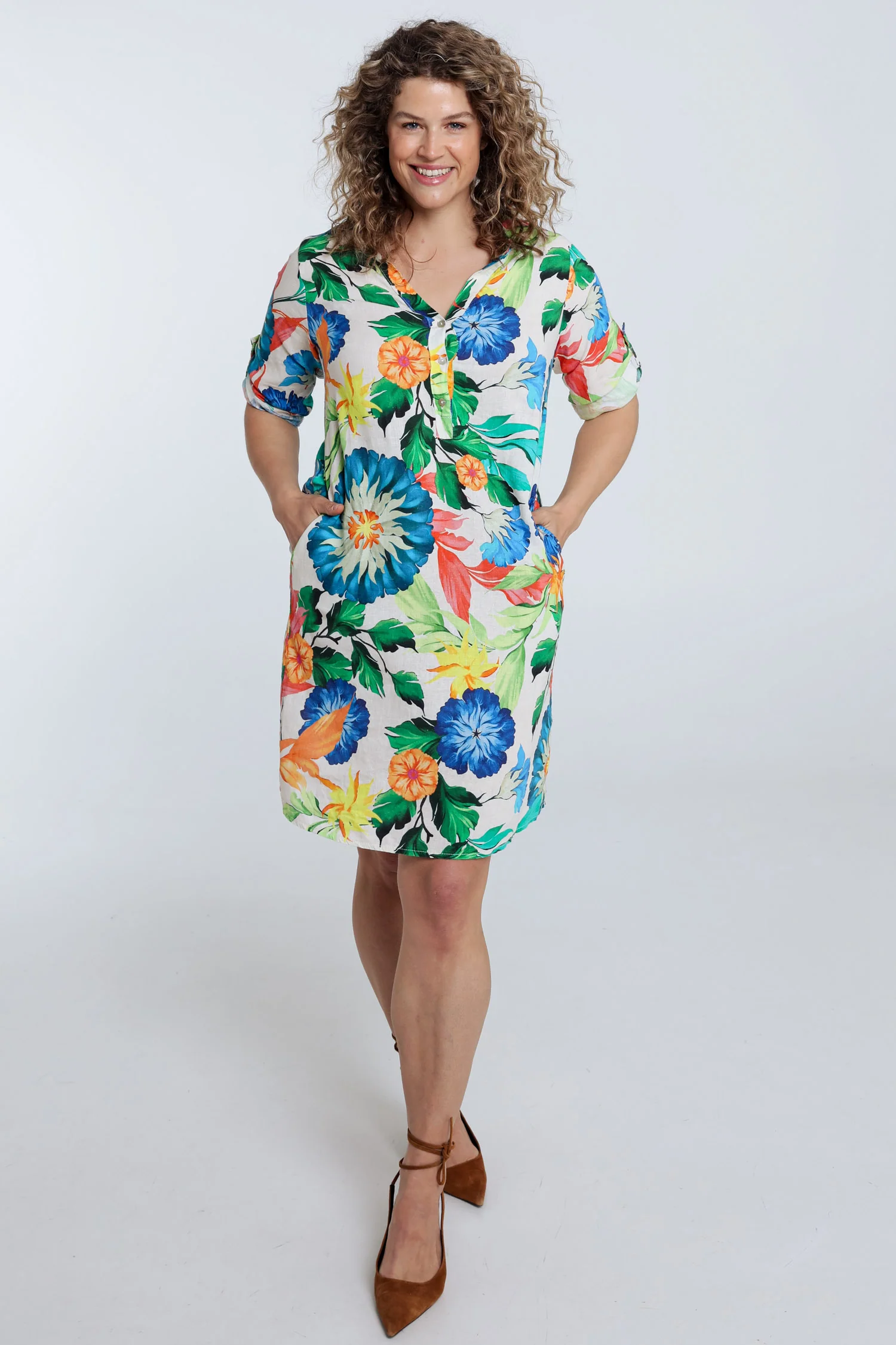 Robe tunique en lin et viscose imprimé floral - Image 9