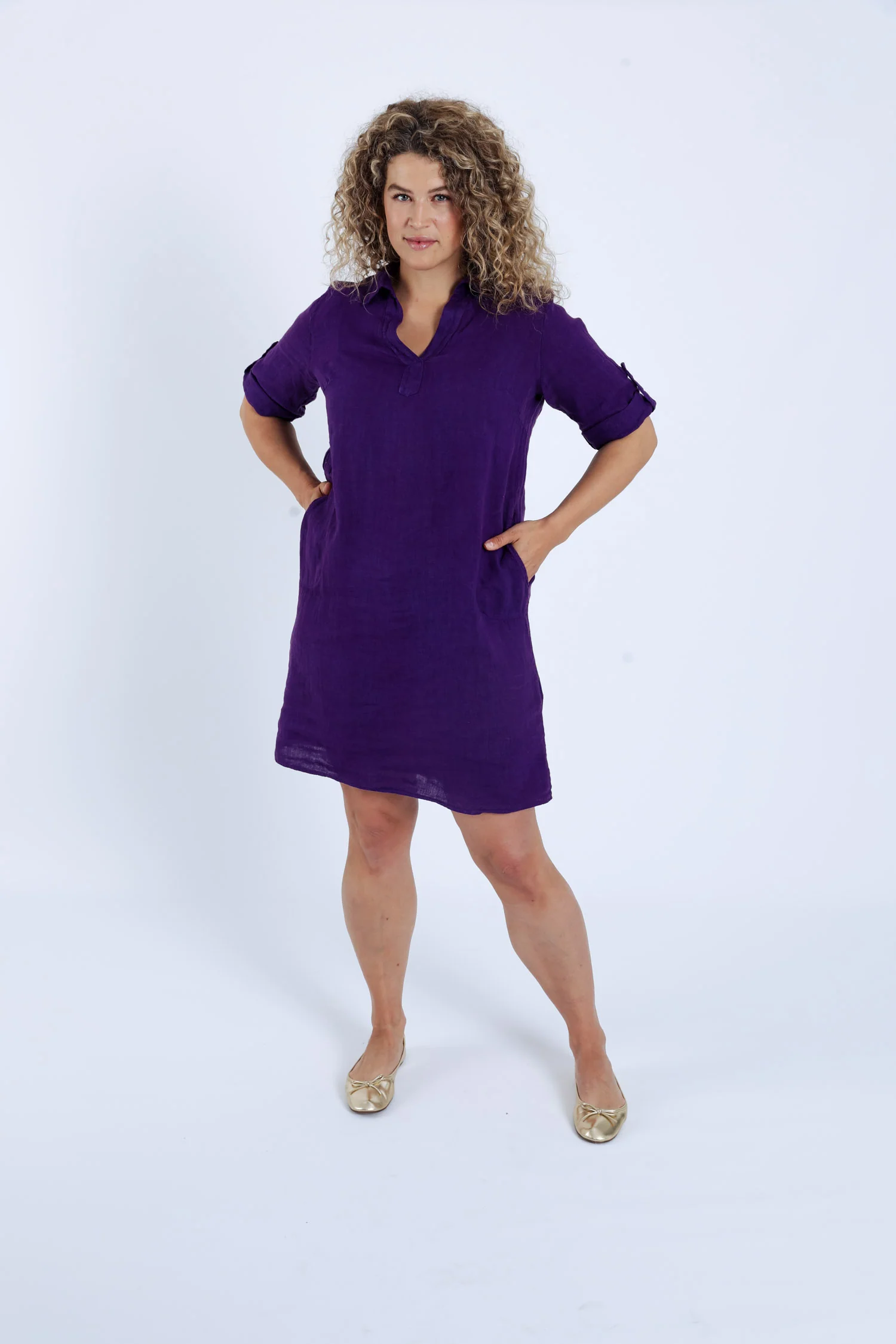 Robe tunique en lin unie - Image 8