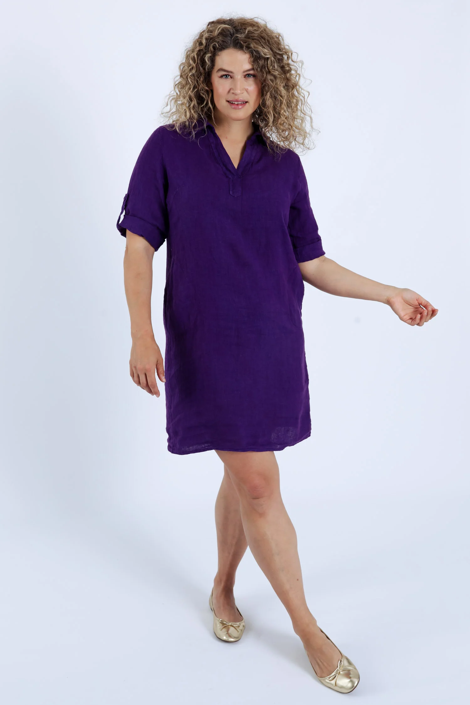 Robe tunique en lin unie - Image 9