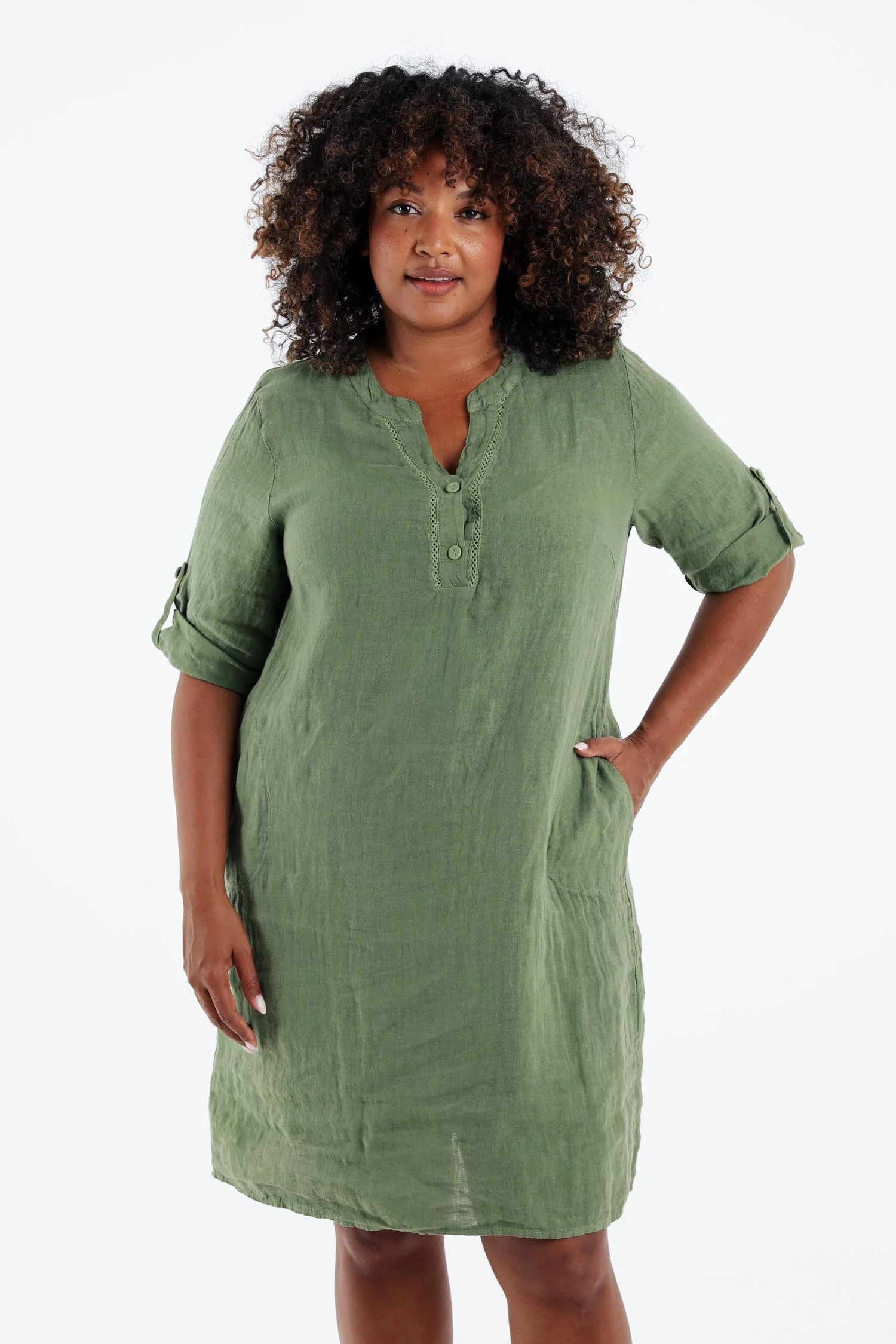 Robe tunique en lin unie - Image 34
