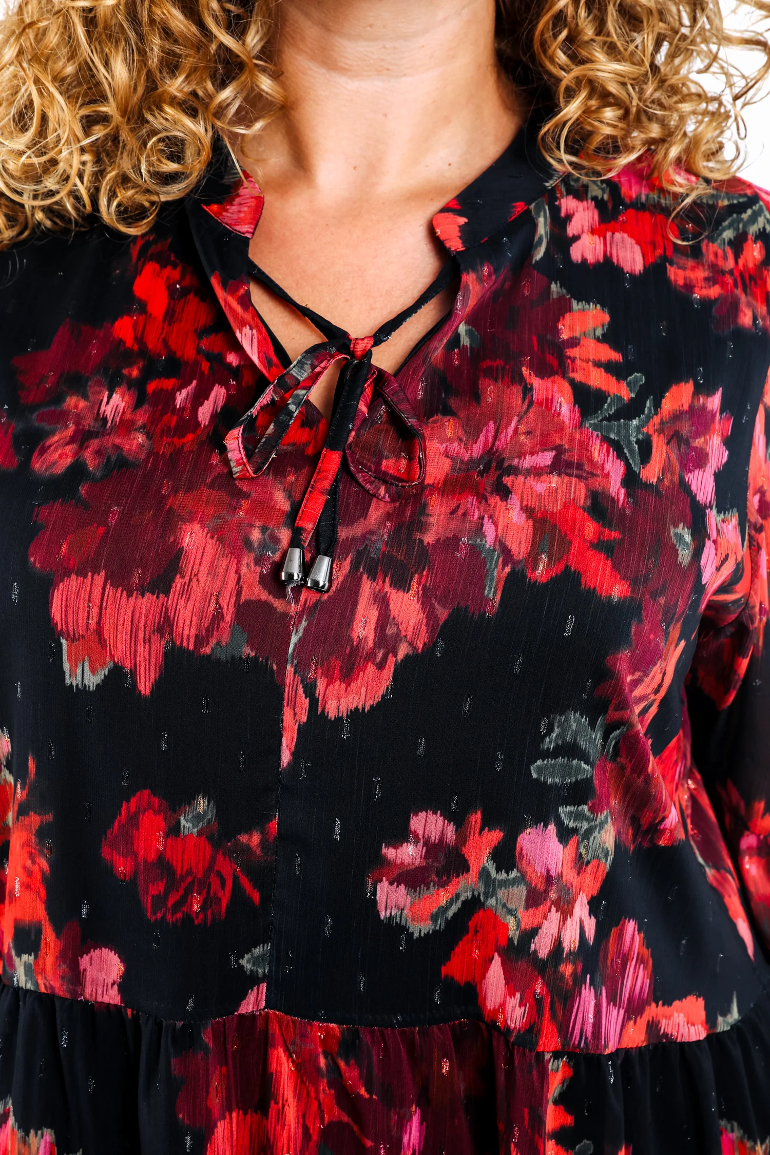 Robe tunique en voile imprimé fleurs floues - Image 3