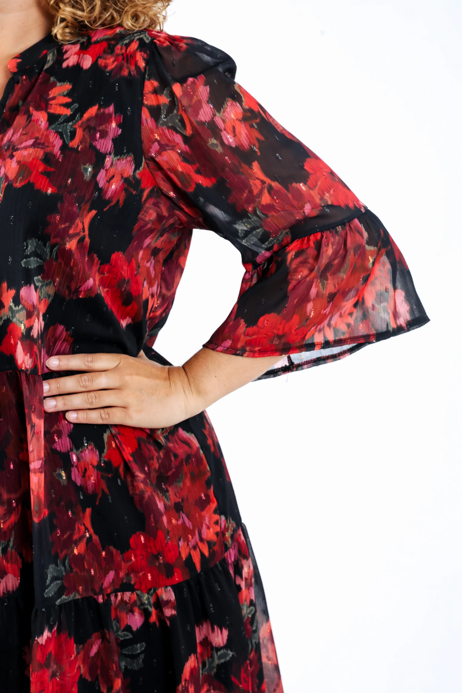 Robe tunique en voile imprimé fleurs floues - Image 4
