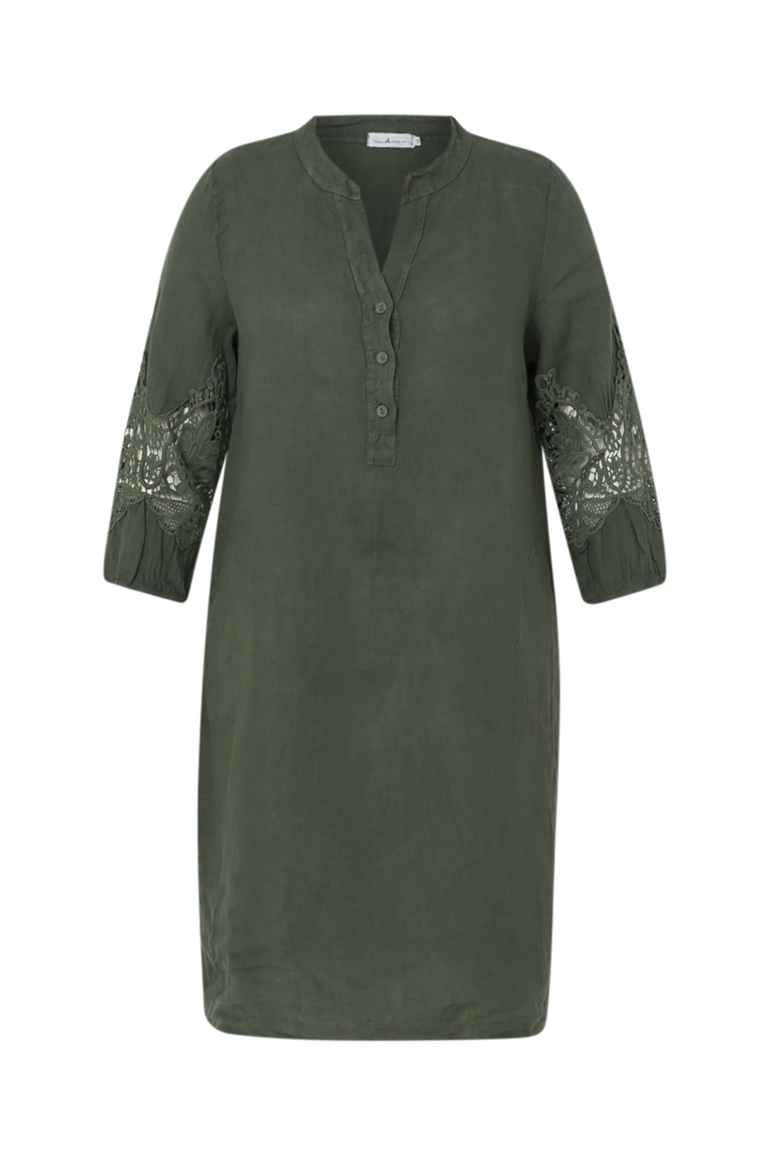 Robe tunique unie en lin détail macramé - Image 10