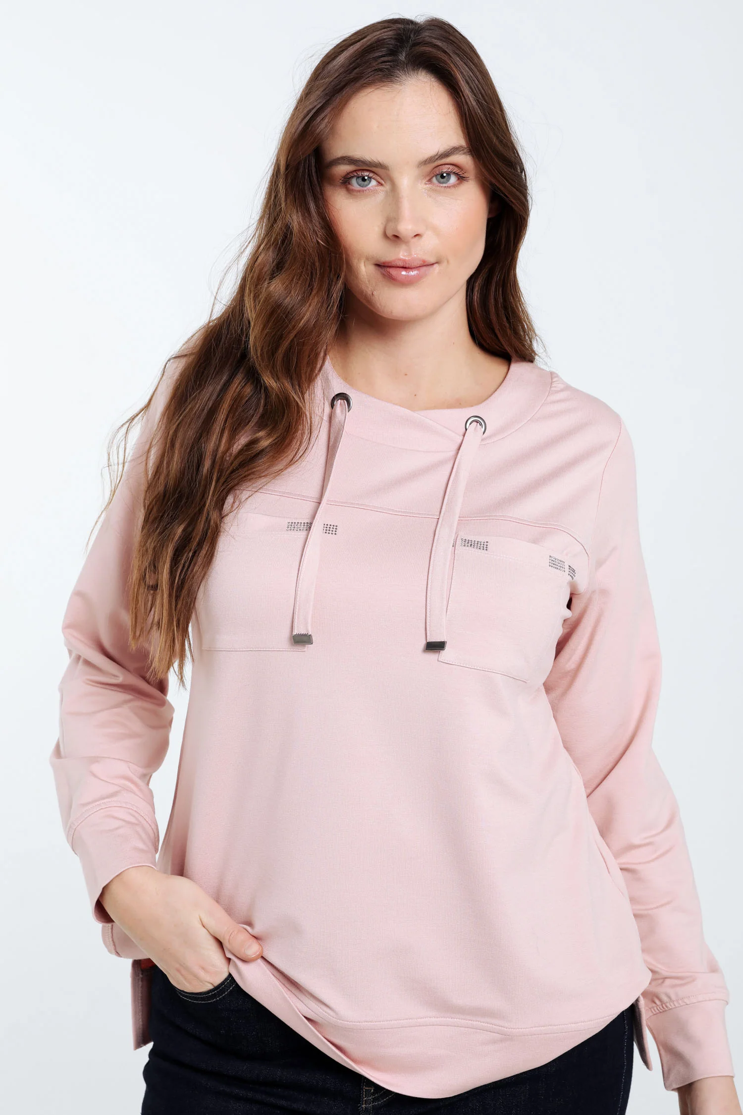 Sweat en molleton uni avec strass