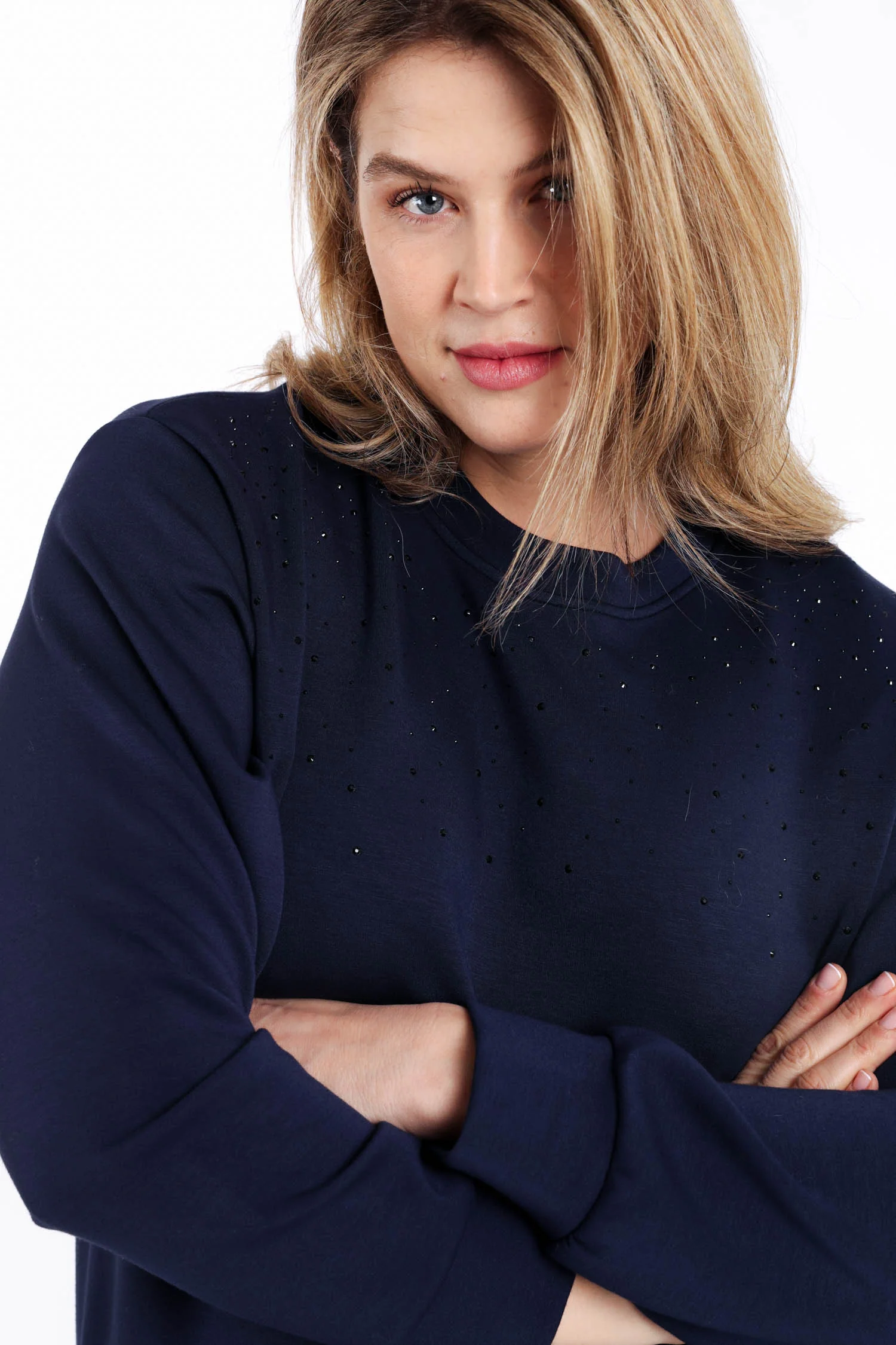 Sweat en viscose uni avec strass - Image 3