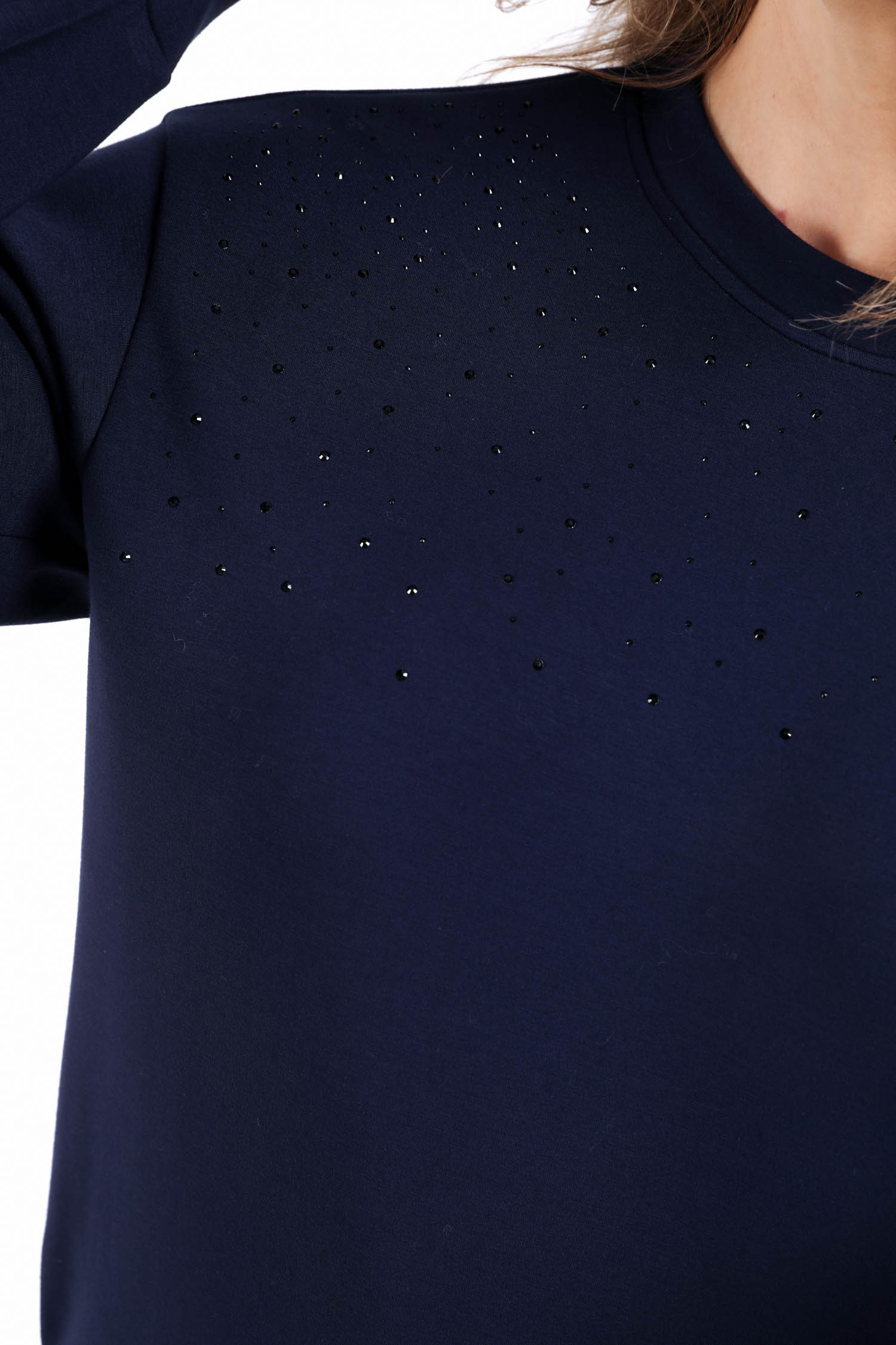Sweat en viscose uni avec strass - Image 4