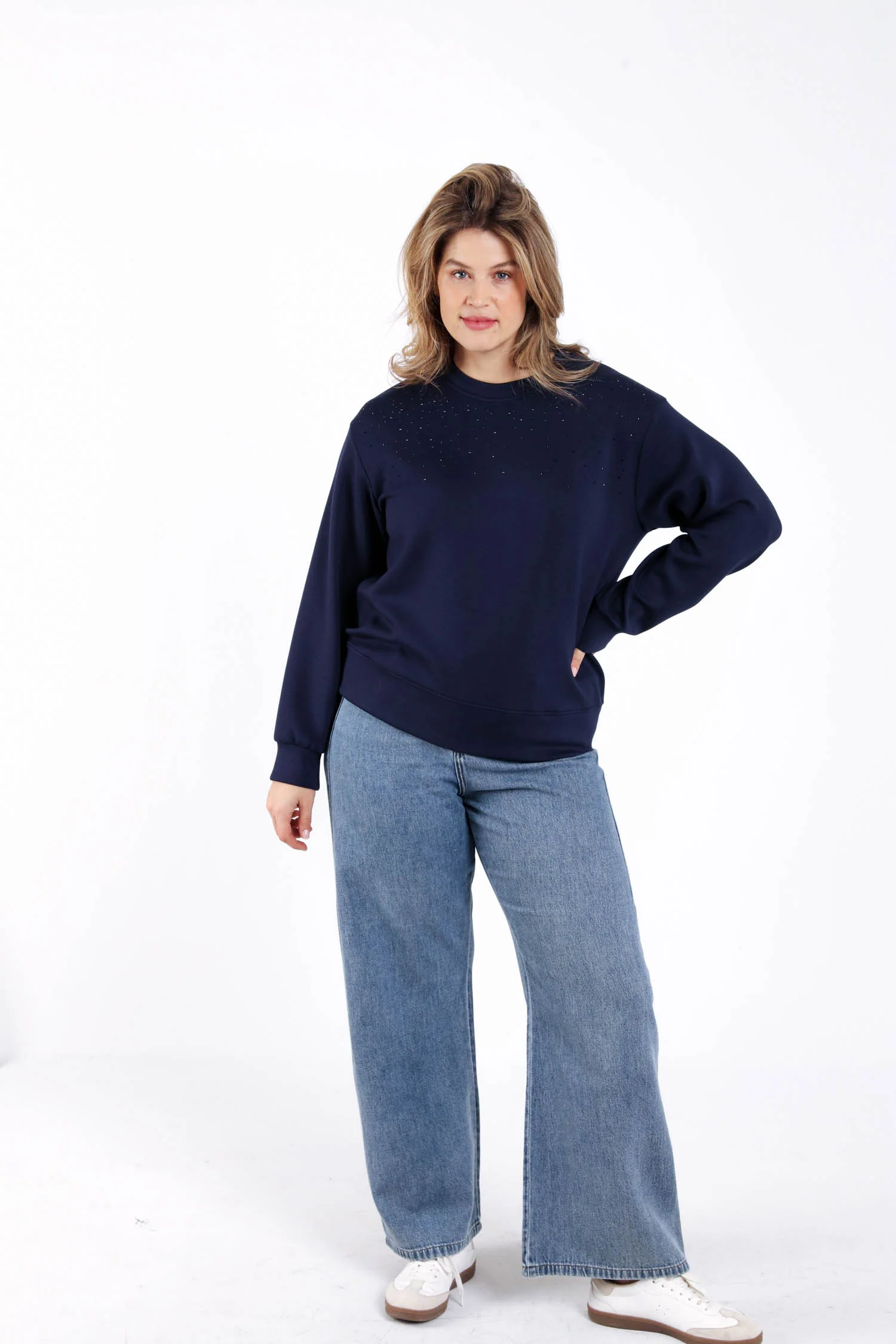 Sweat en viscose uni avec strass - Image 6