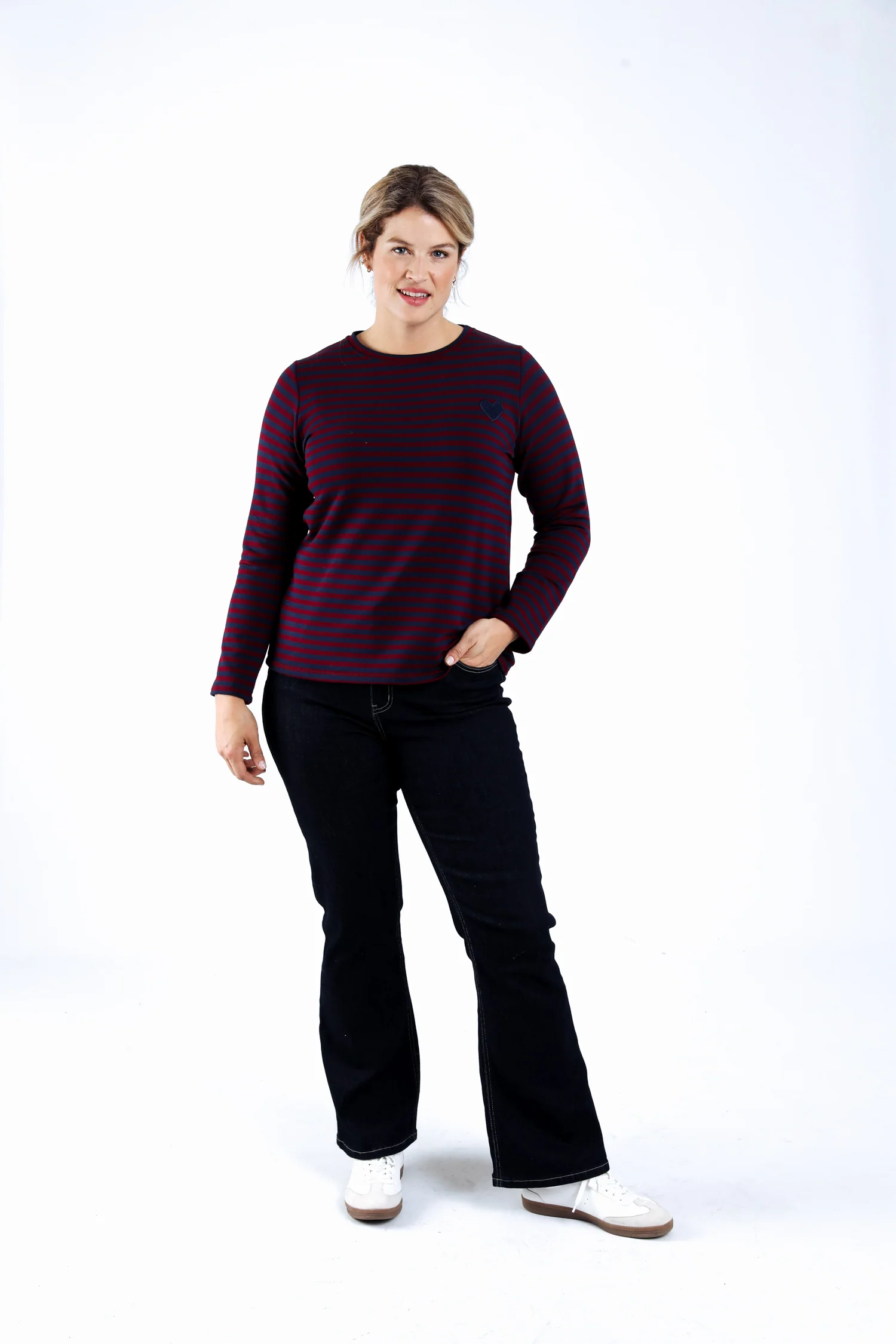 Sweat rayé avec coeur brodé - Image 5