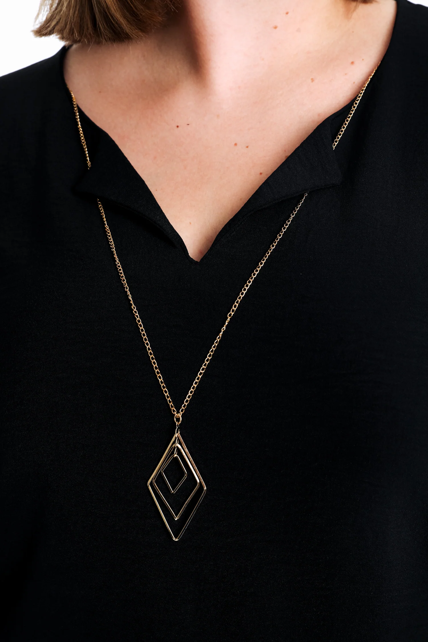 T-shirt bi-matière uni avec collier - Image 3