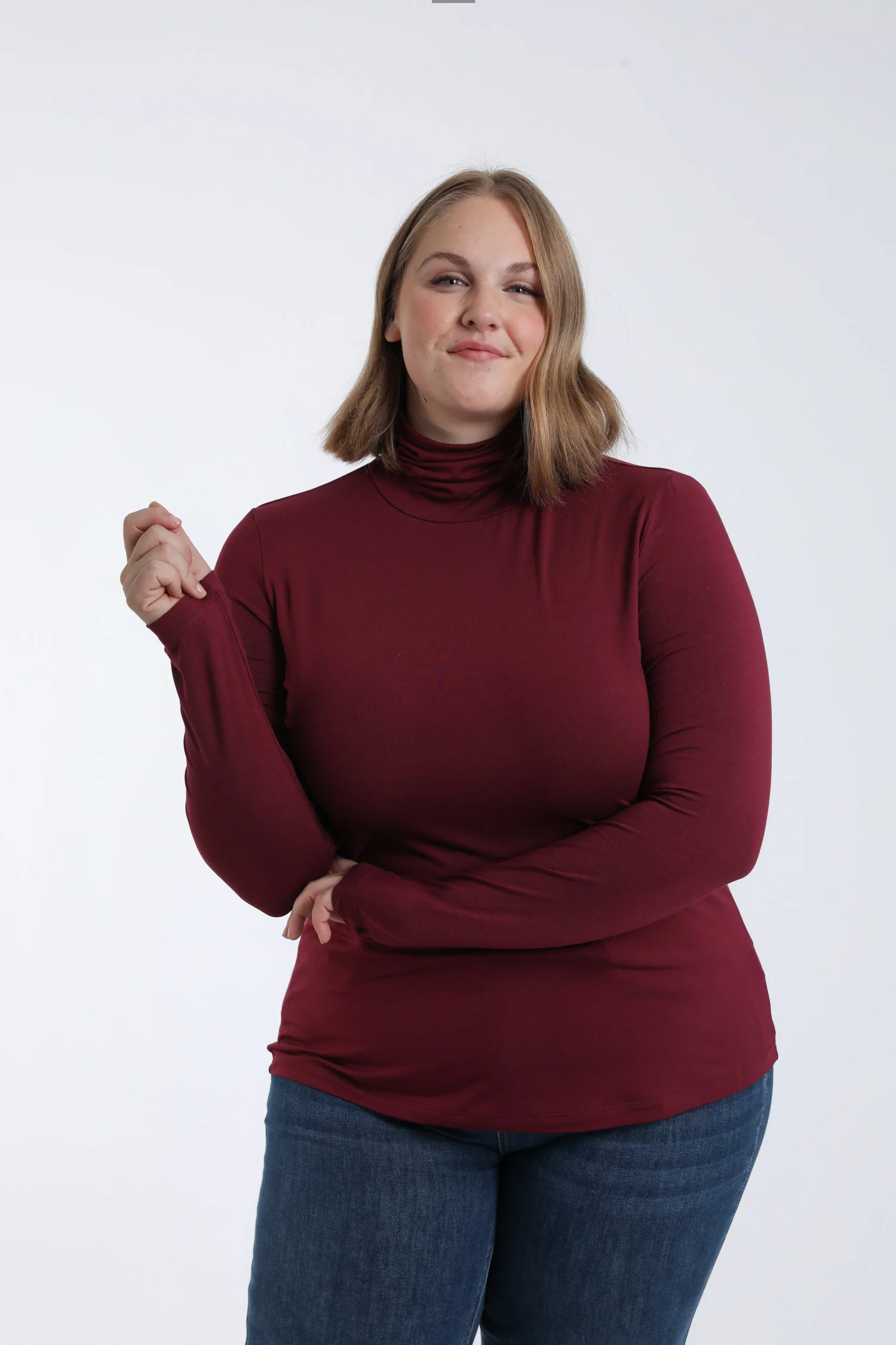 T-shirt col roulé en viscose uni