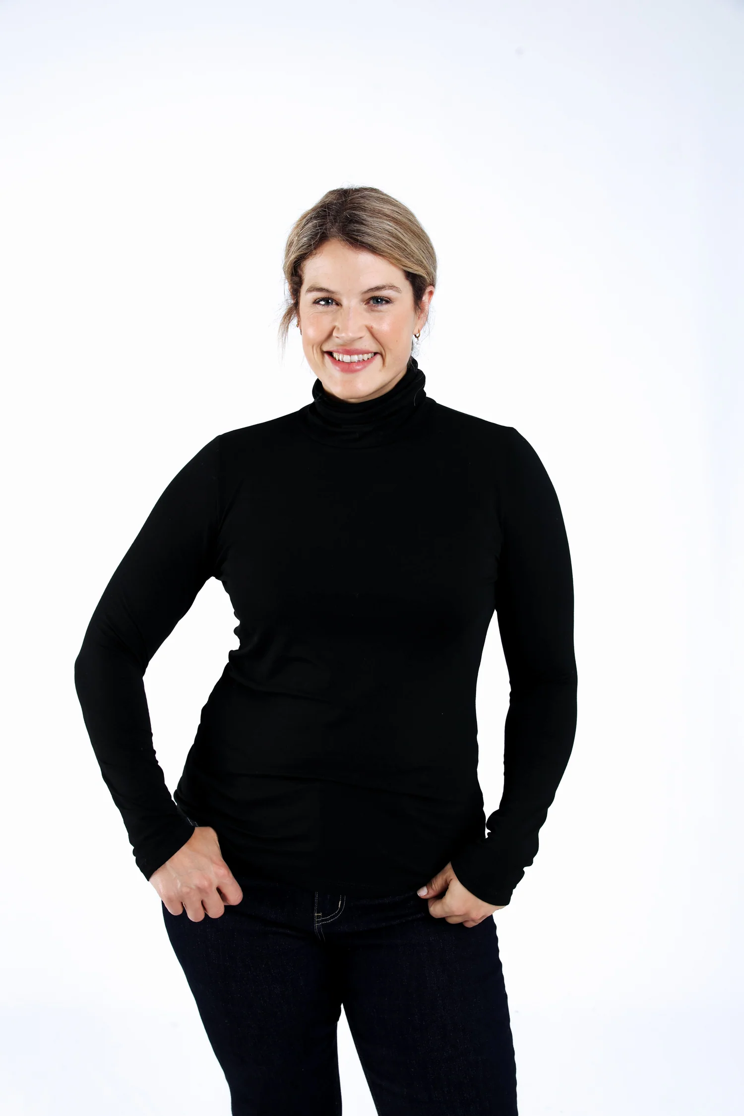 T-shirt col roulé en viscose uni