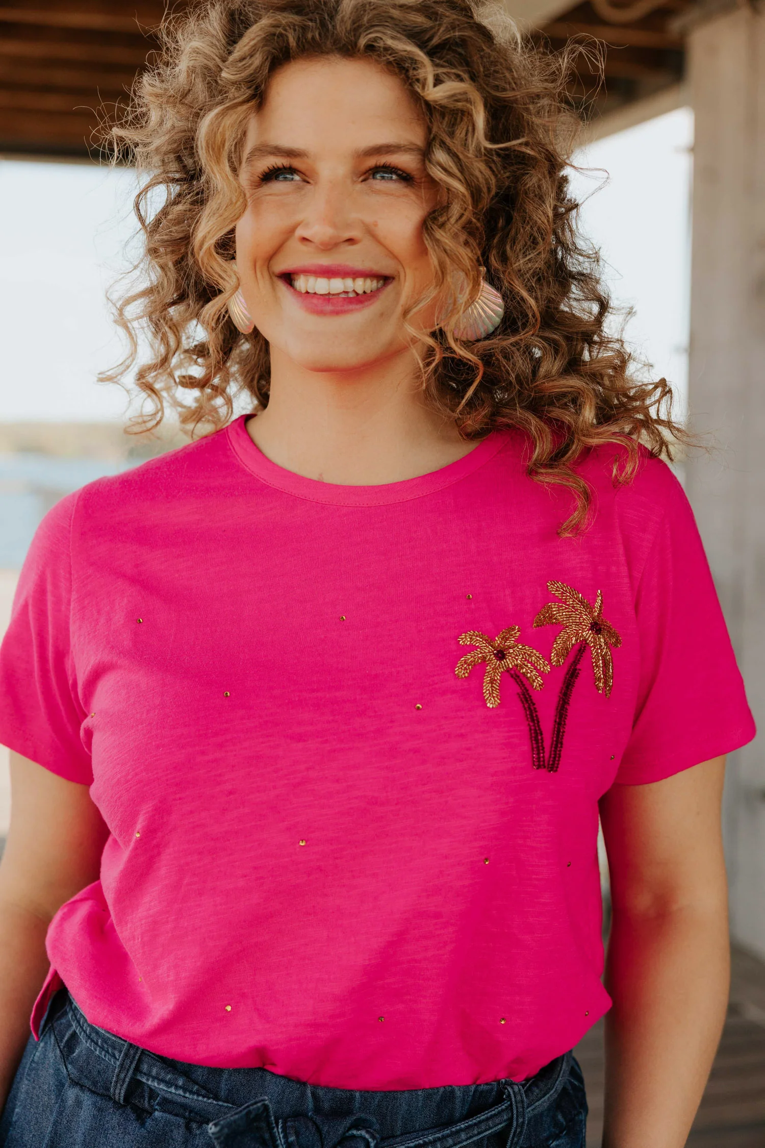 T-shirt en coton avec palmier en sequins - Image 12