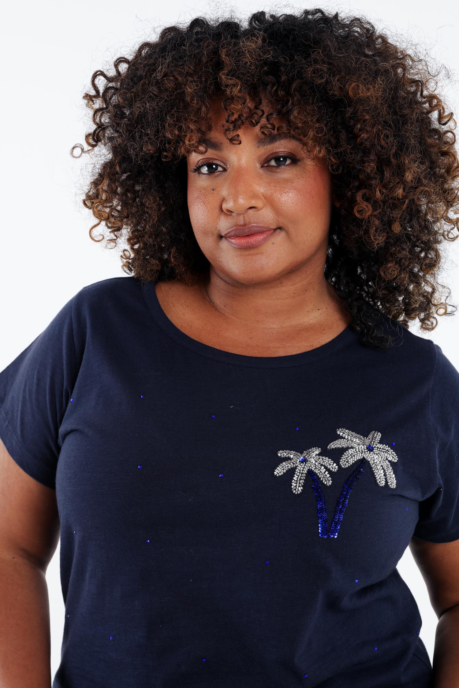 T-shirt en coton avec palmier en sequins - Image 3