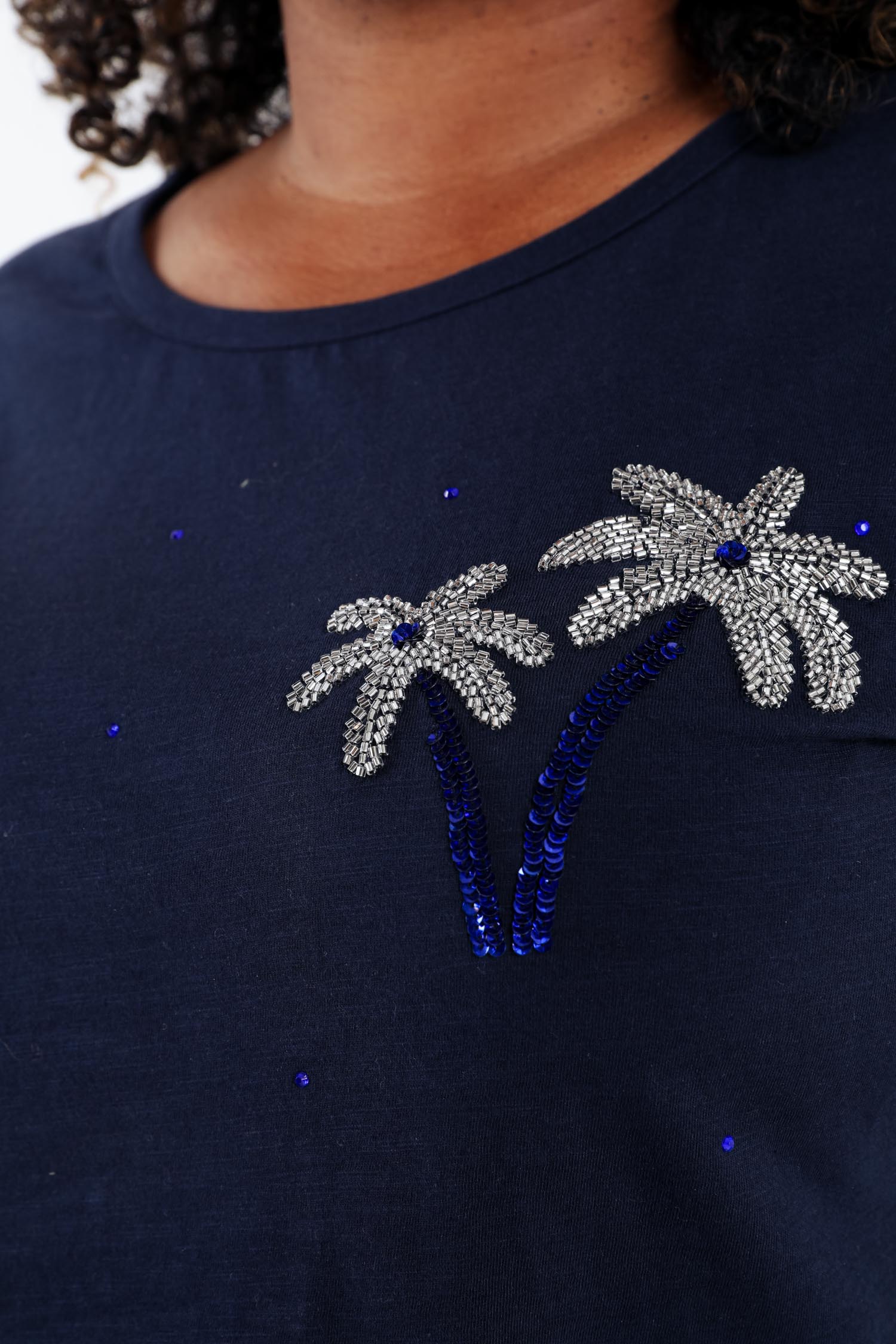 T-shirt en coton avec palmier en sequins - Image 5