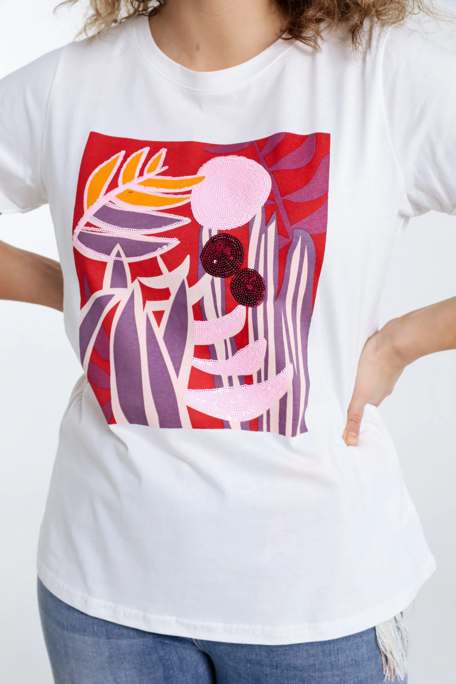 T-shirt en coton dessin coloré et sequins - Image 6
