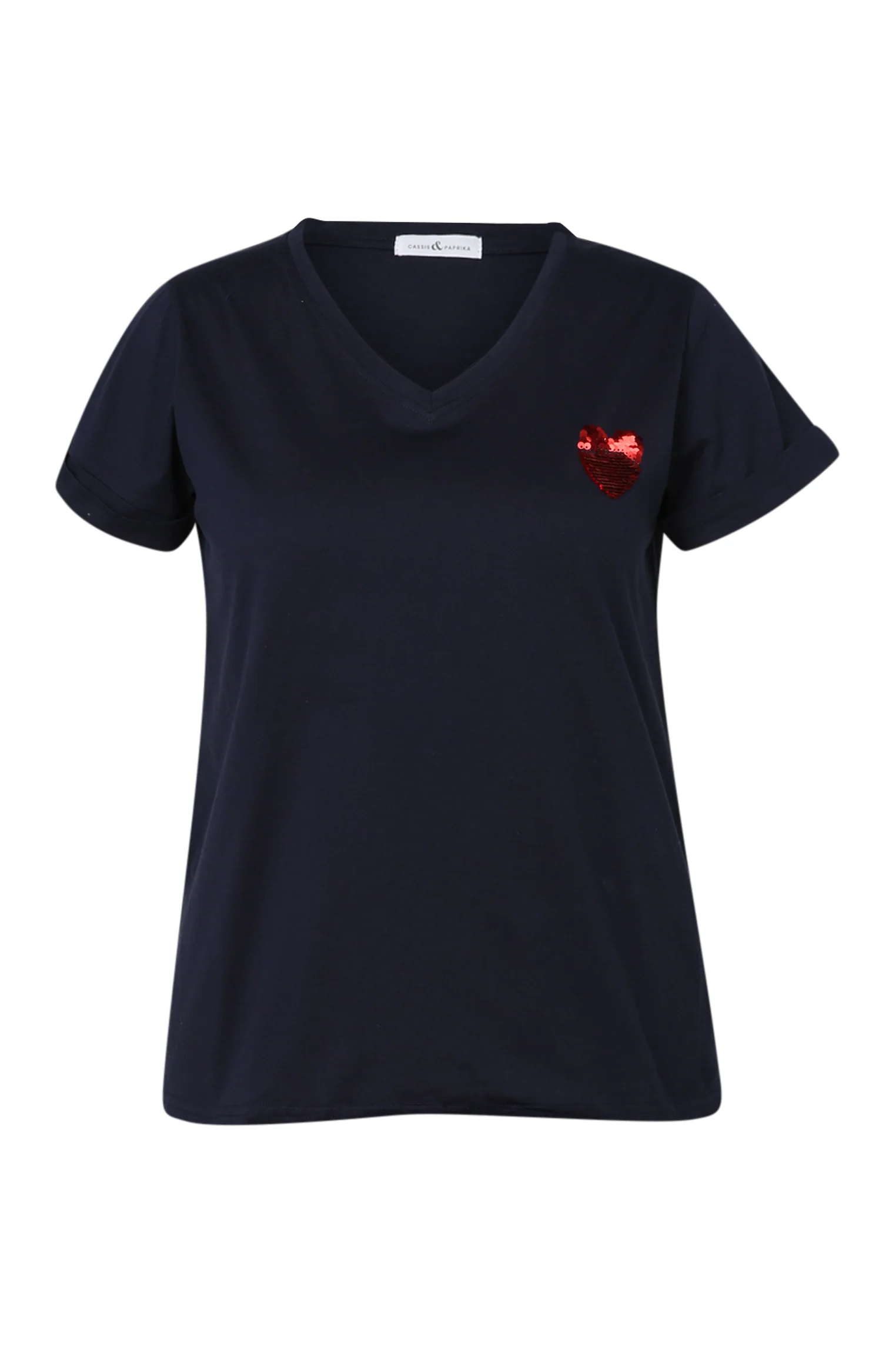 T-shirt en coton uni avec coeur en sequins - Image 21
