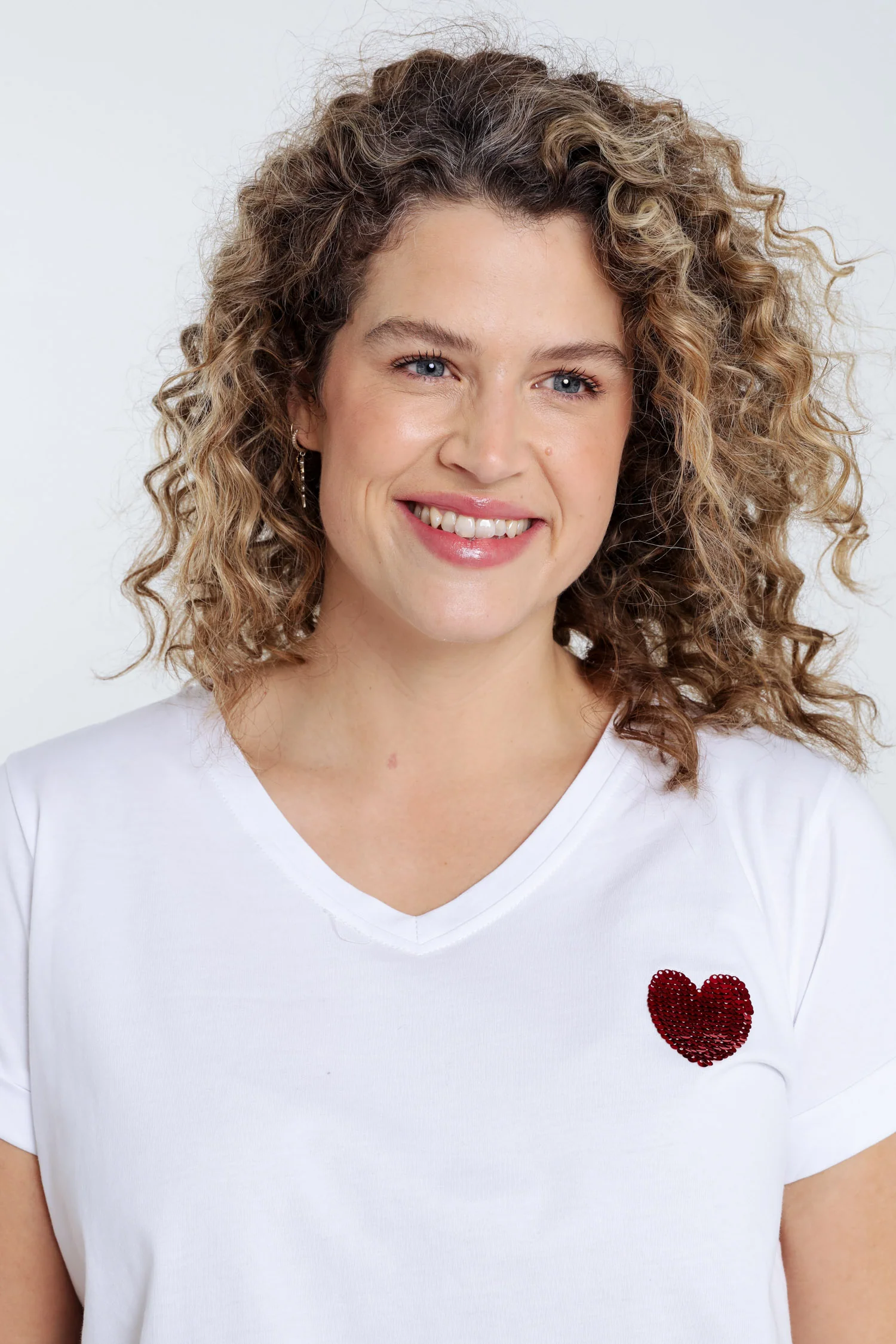 T-shirt en coton uni avec coeur en sequins - Image 4