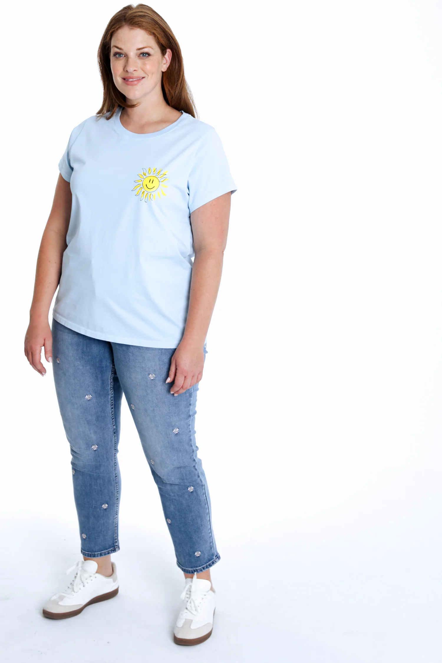 T-shirt en coton uni avec imprimé soleil - Image 8