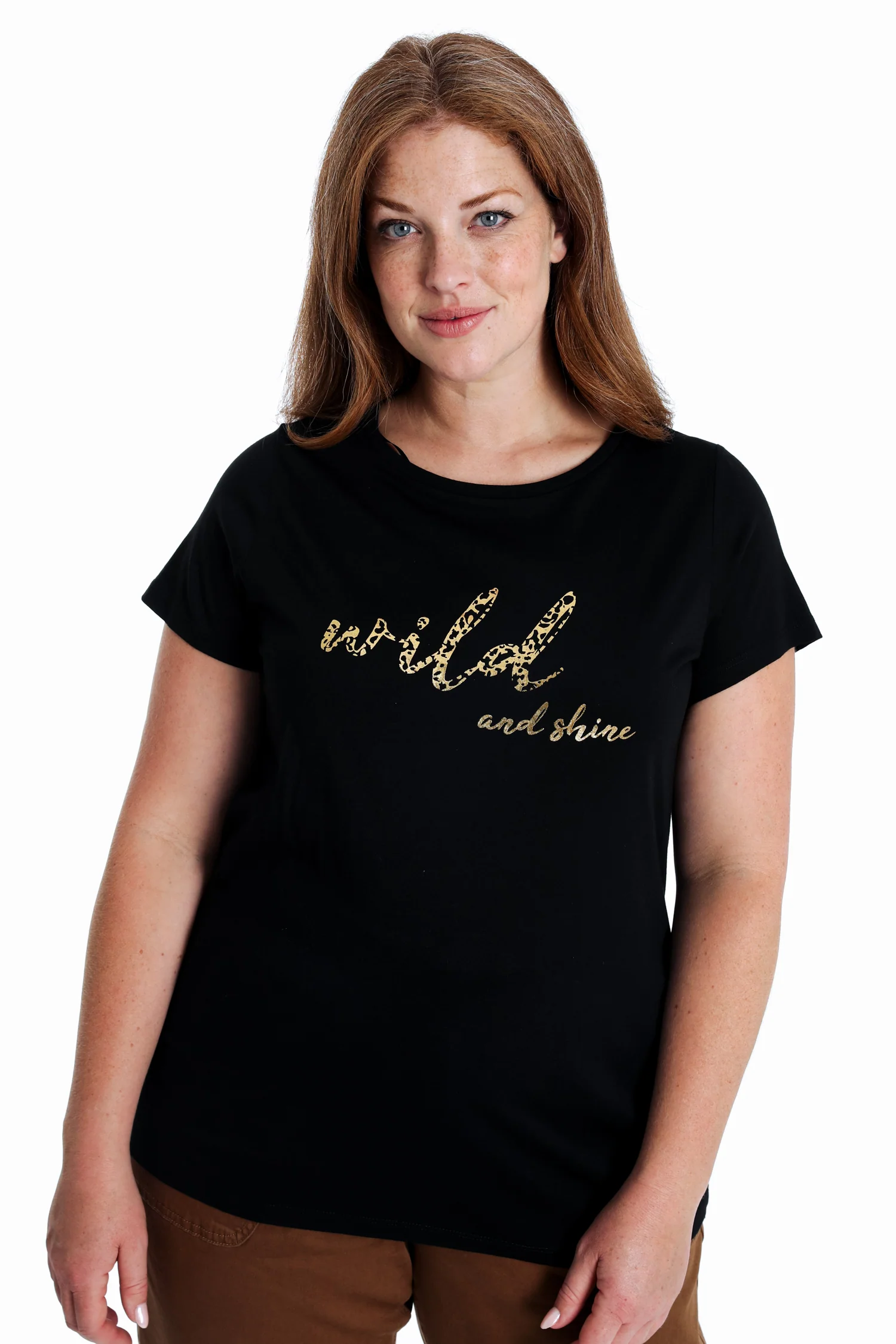 T-shirt en coton uni avec imprimé Wild and shine