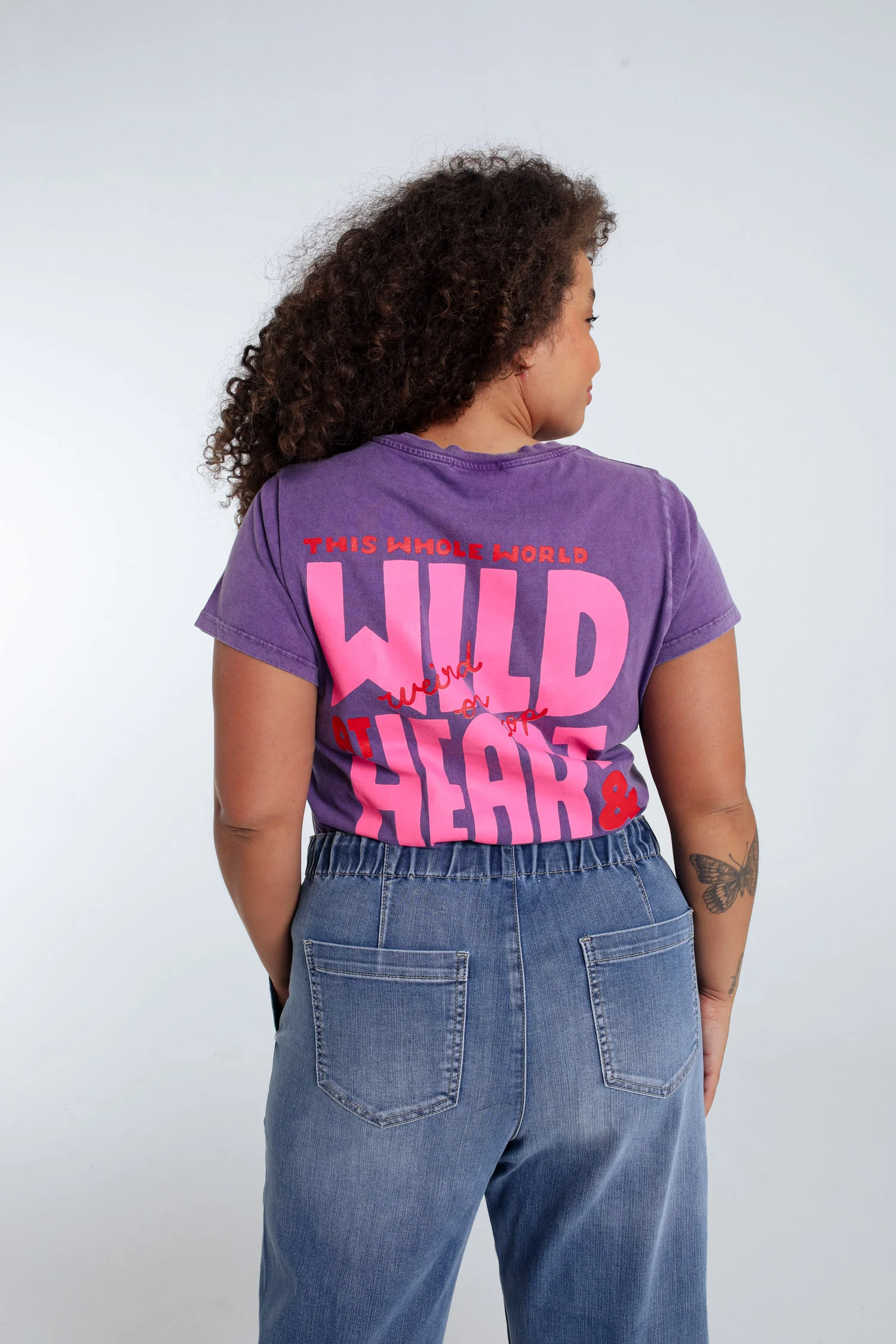 T-shirt en coton uni avec message Wild heart - Image 5