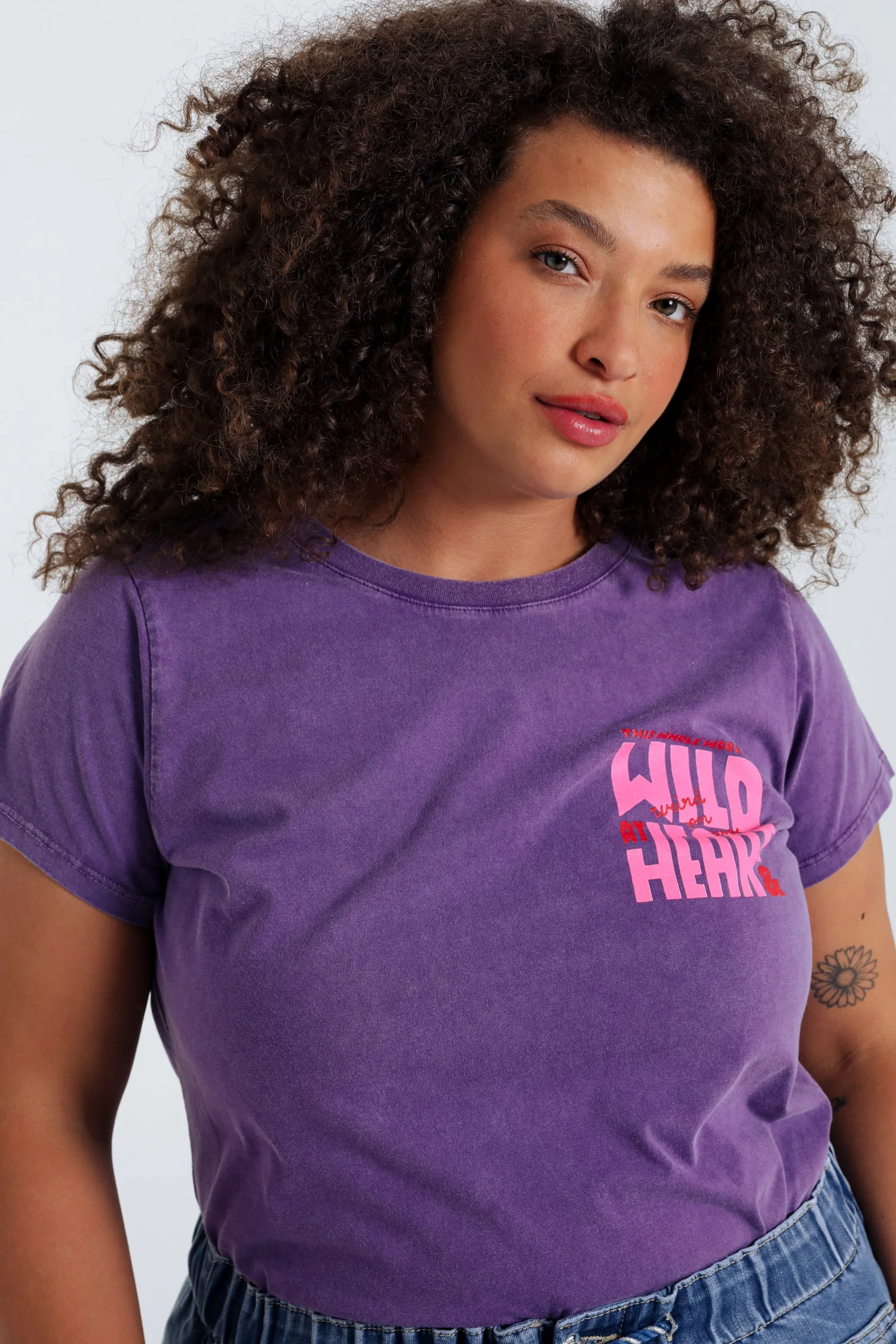 T-shirt en coton uni avec message Wild heart - Image 6