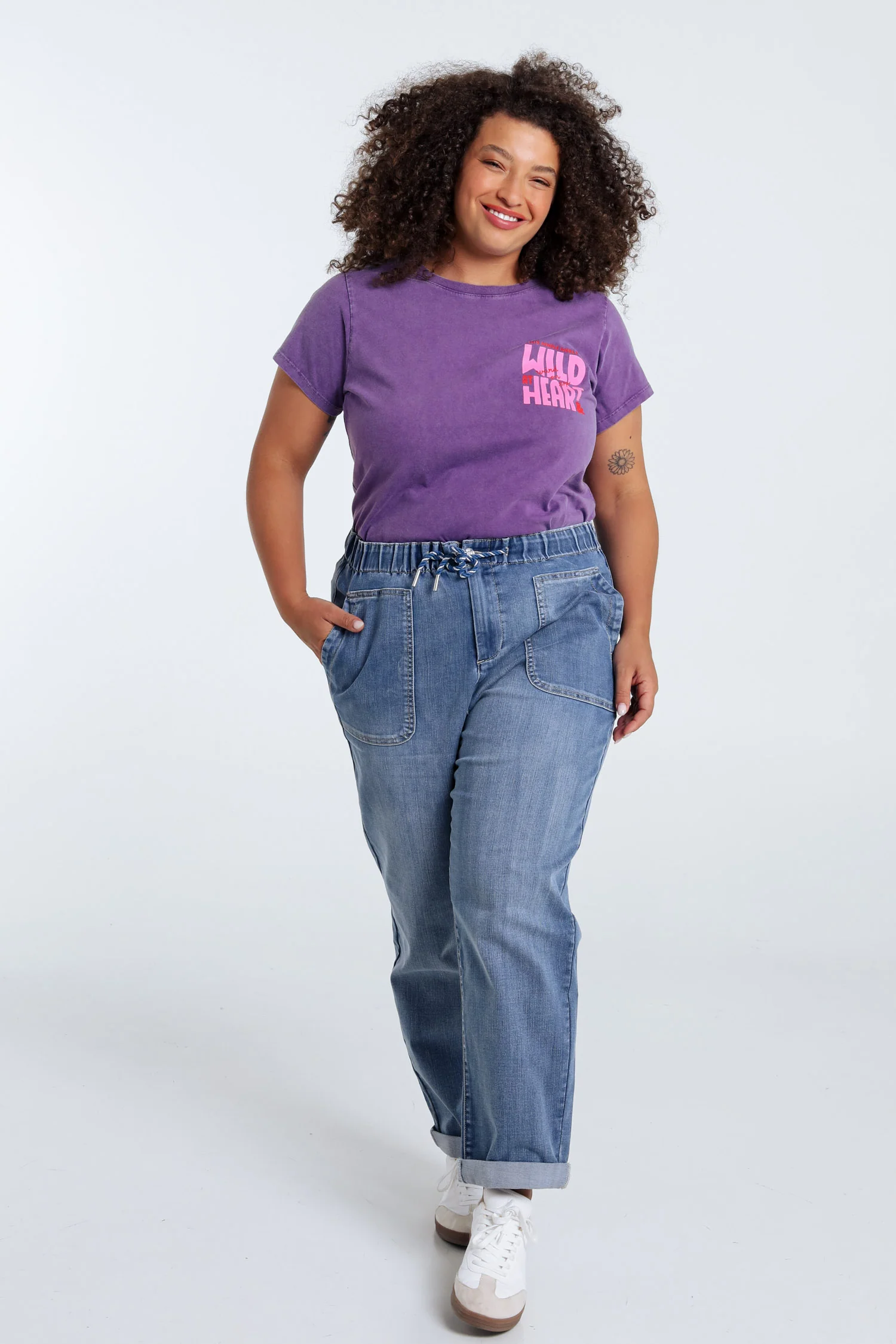 T-shirt en coton uni avec message Wild heart - Image 7