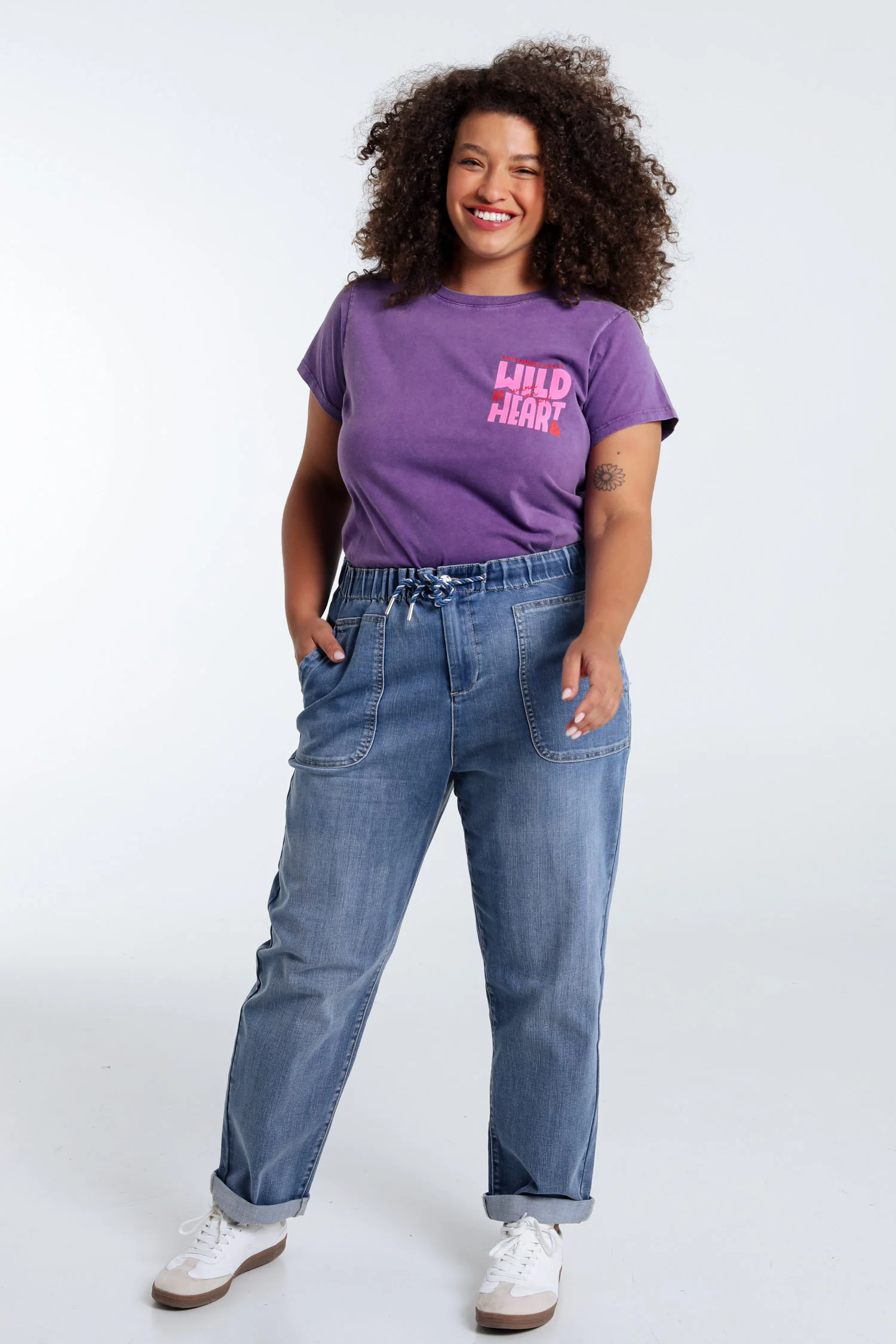 T-shirt en coton uni avec message Wild heart - Image 8