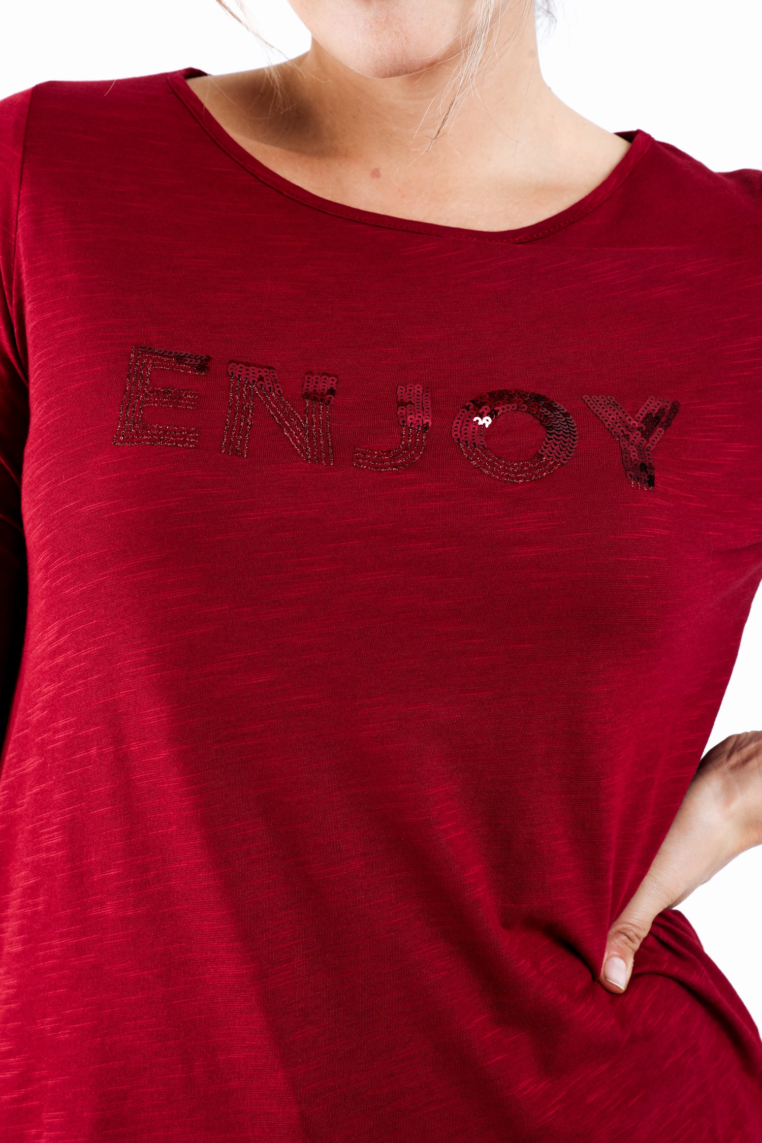 T-shirt en coton uni Enjoy - Image 4