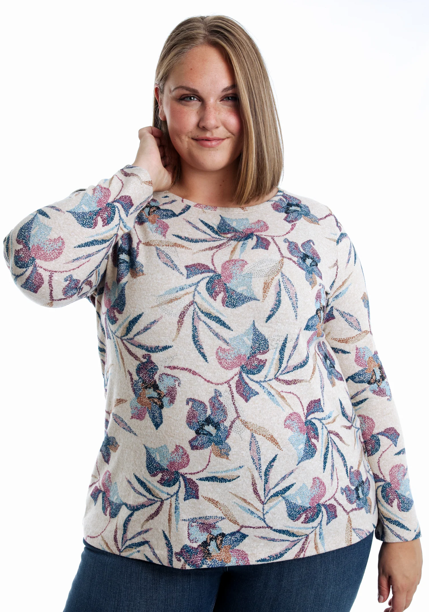 T-shirt en maille chaude imprimé fleuri - Image 3