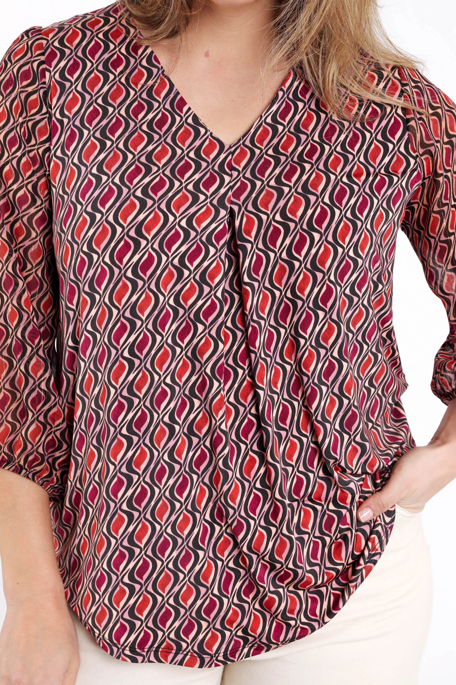 T-shirt en voile imprimé graphique avec lurex - Image 3
