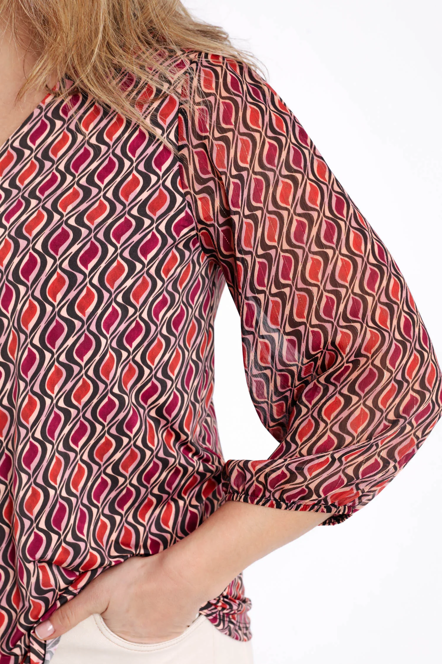 T-shirt en voile imprimé graphique avec lurex - Image 5
