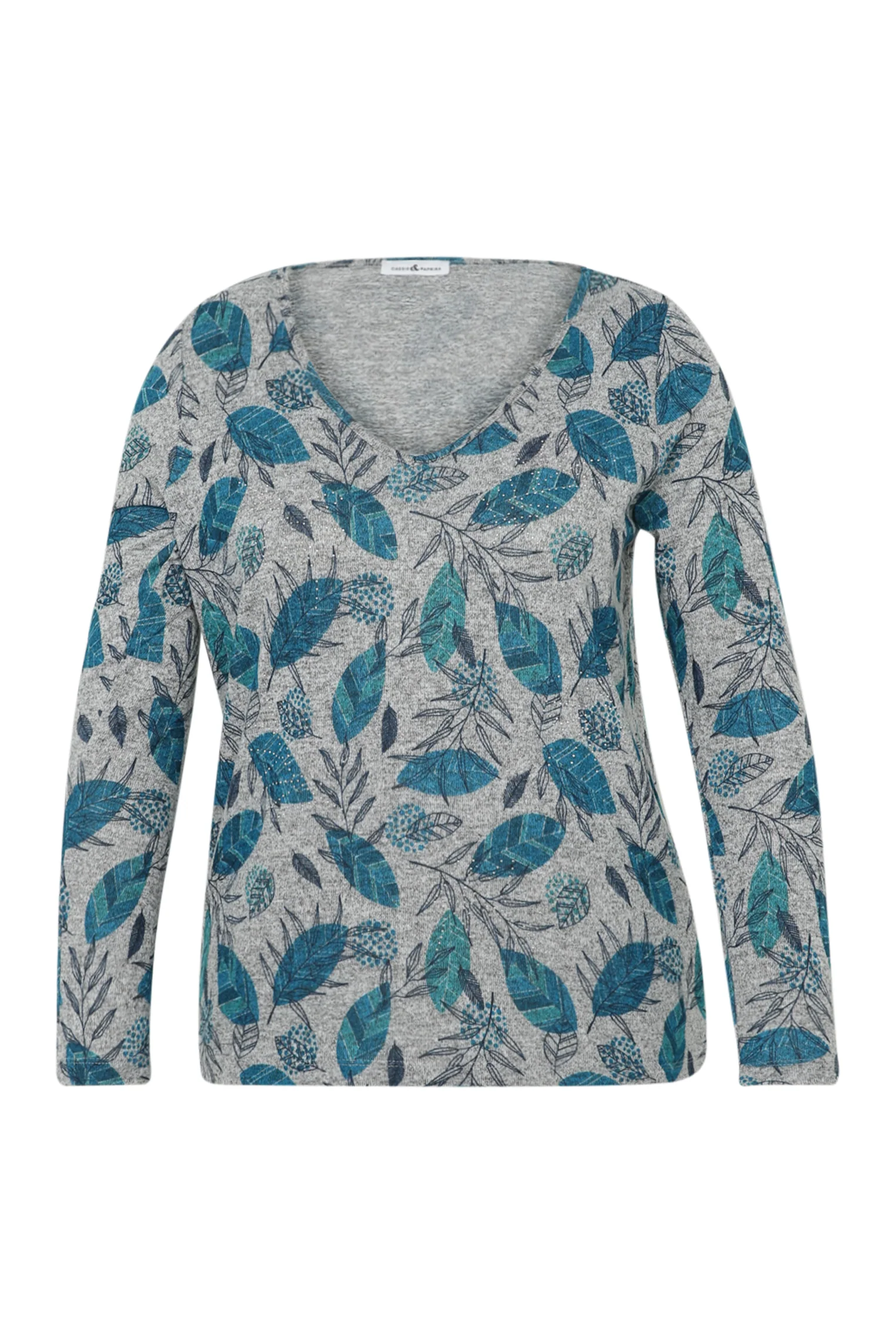 T-shirt maille chaude imprimé feuilles avec strass - Image 10