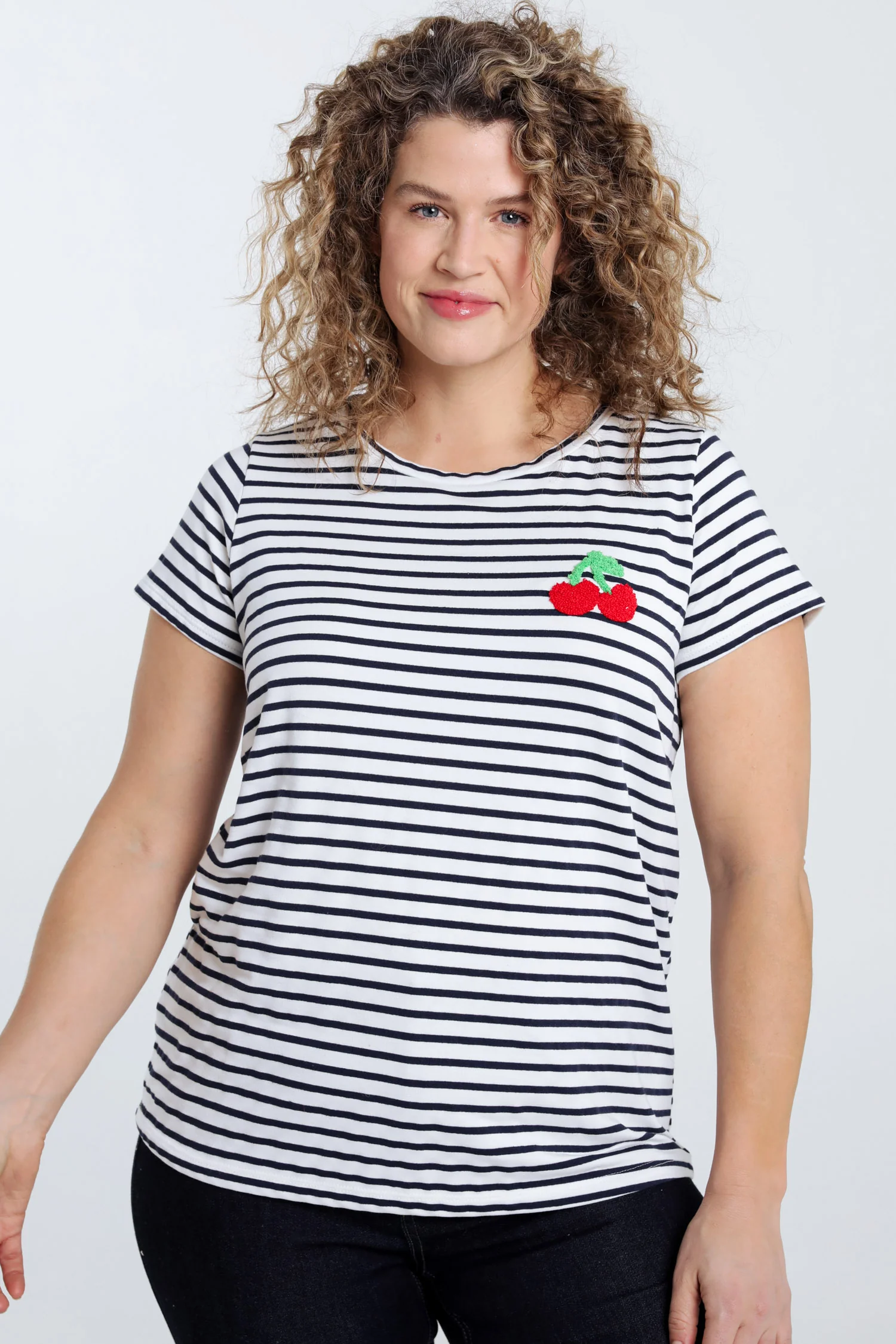 T-shirt marinière détail cerise