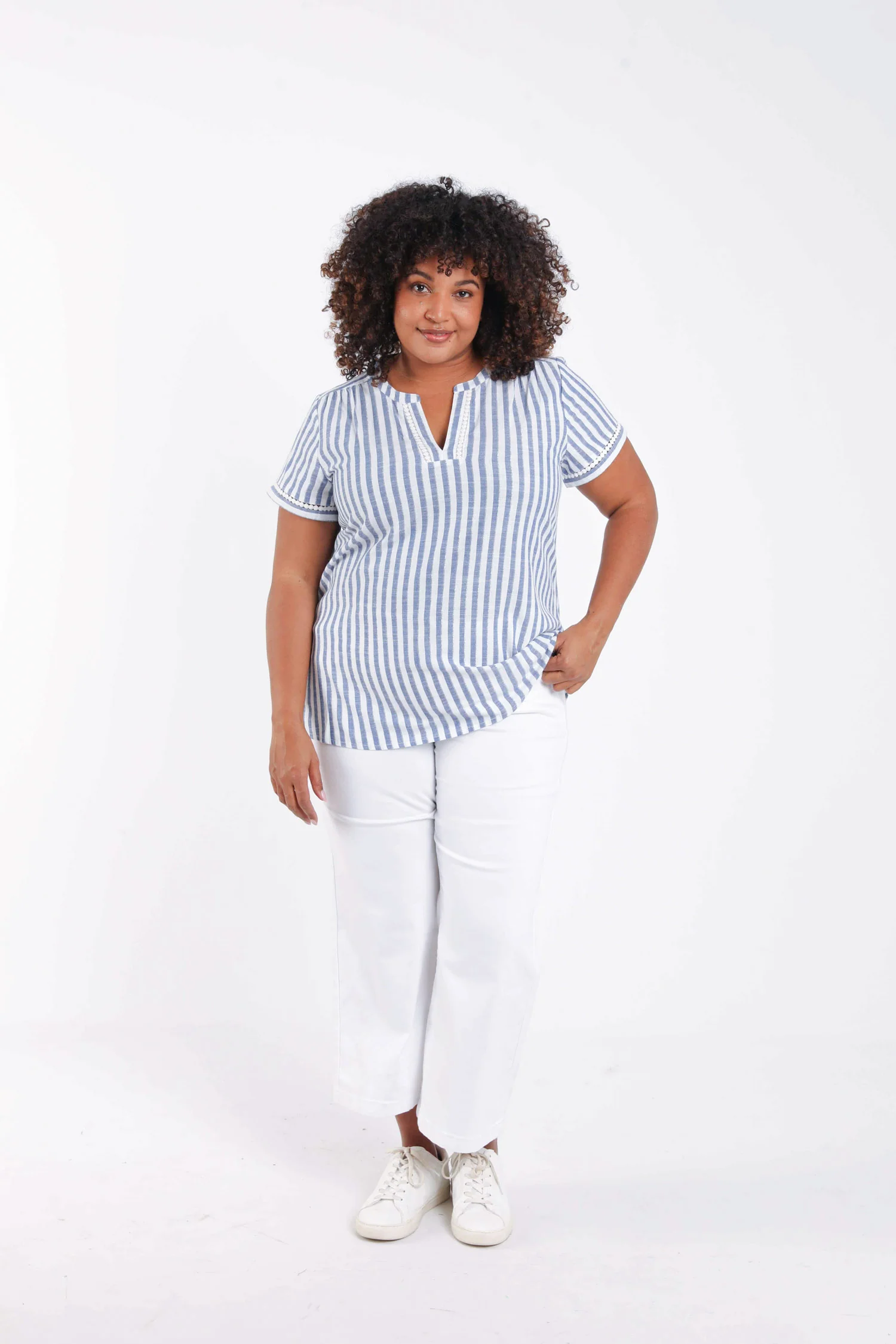 Top rayé avec foil et broderies - Image 7