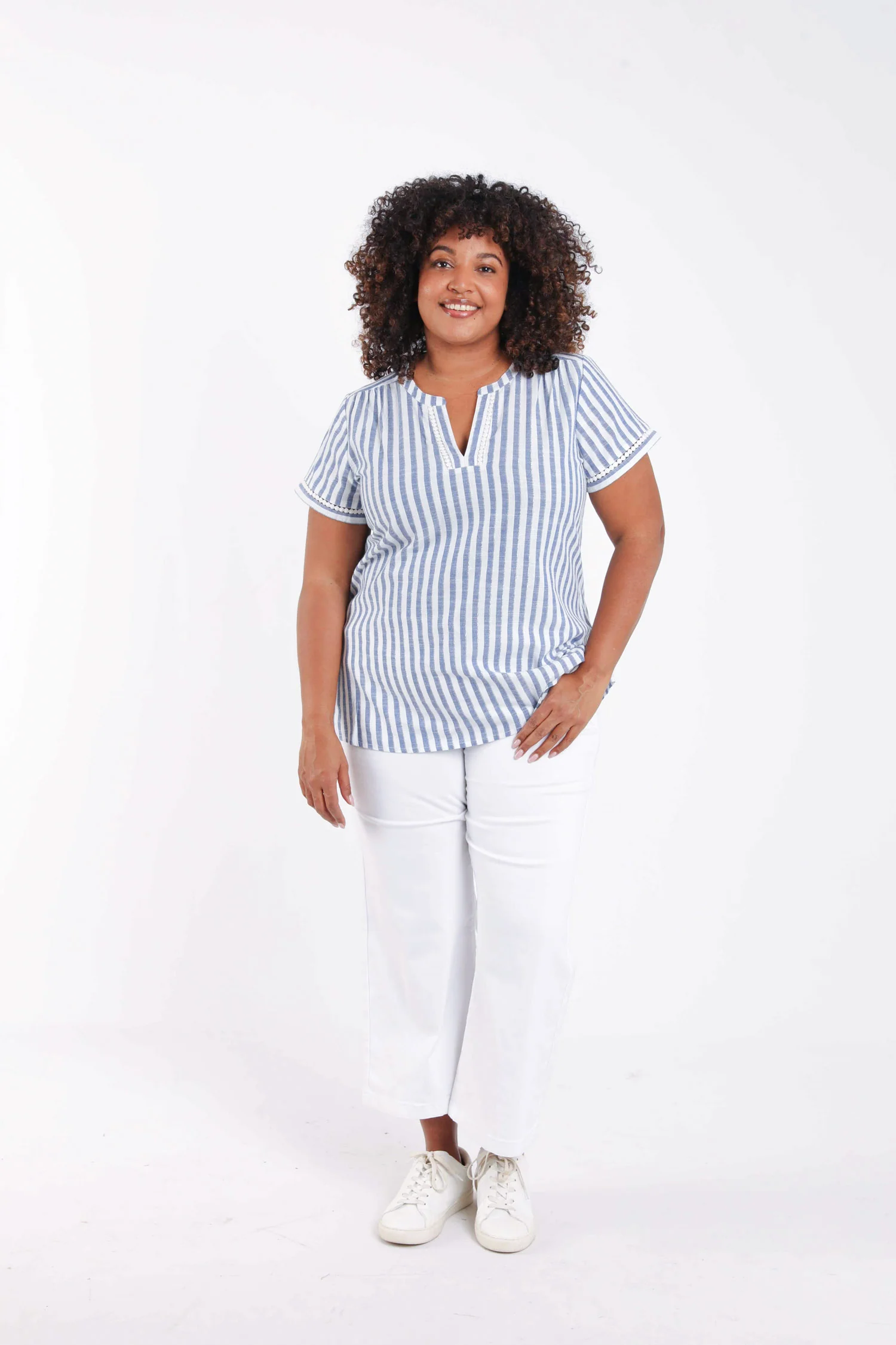 Top rayé avec foil et broderies - Image 8