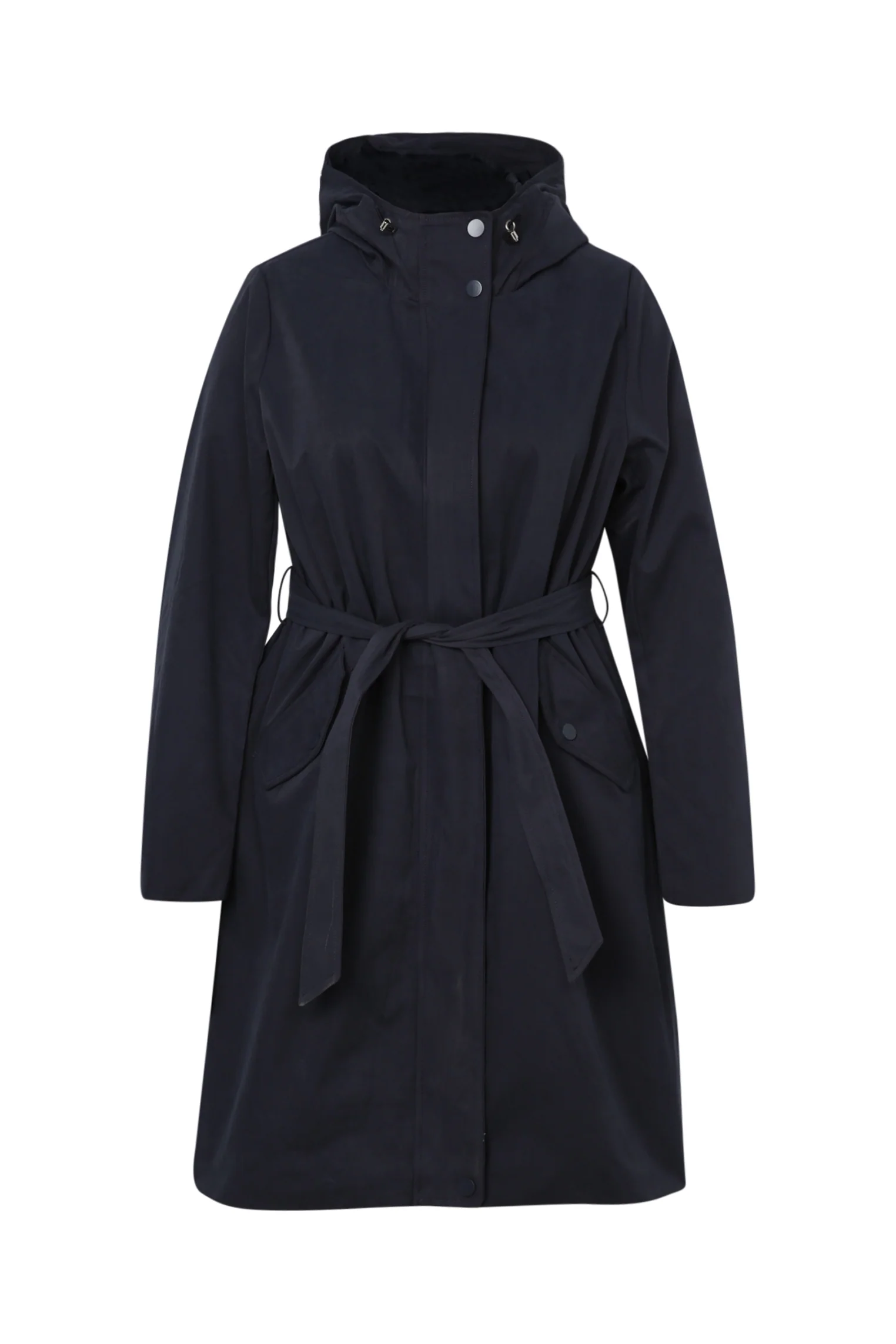 Trench mi-long uni avec capuche - Image 10