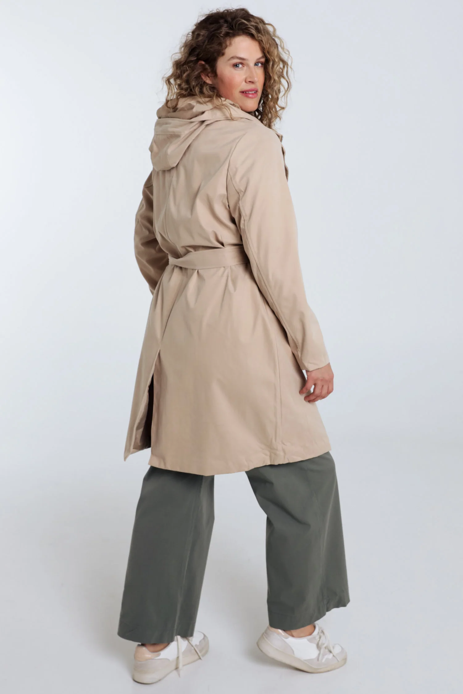 Trench mi-long uni avec capuche - Image 13