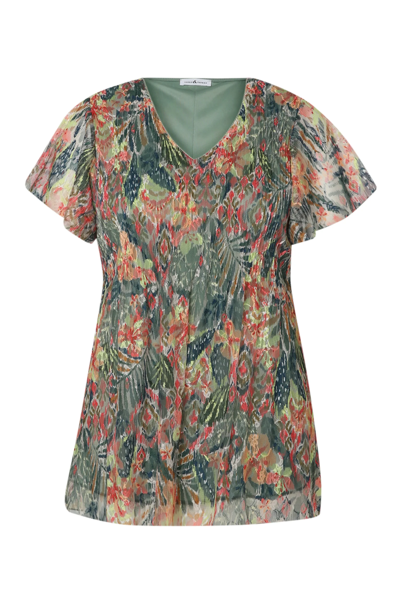 Tunique en dentelle plissée imprimé floral - Image 10
