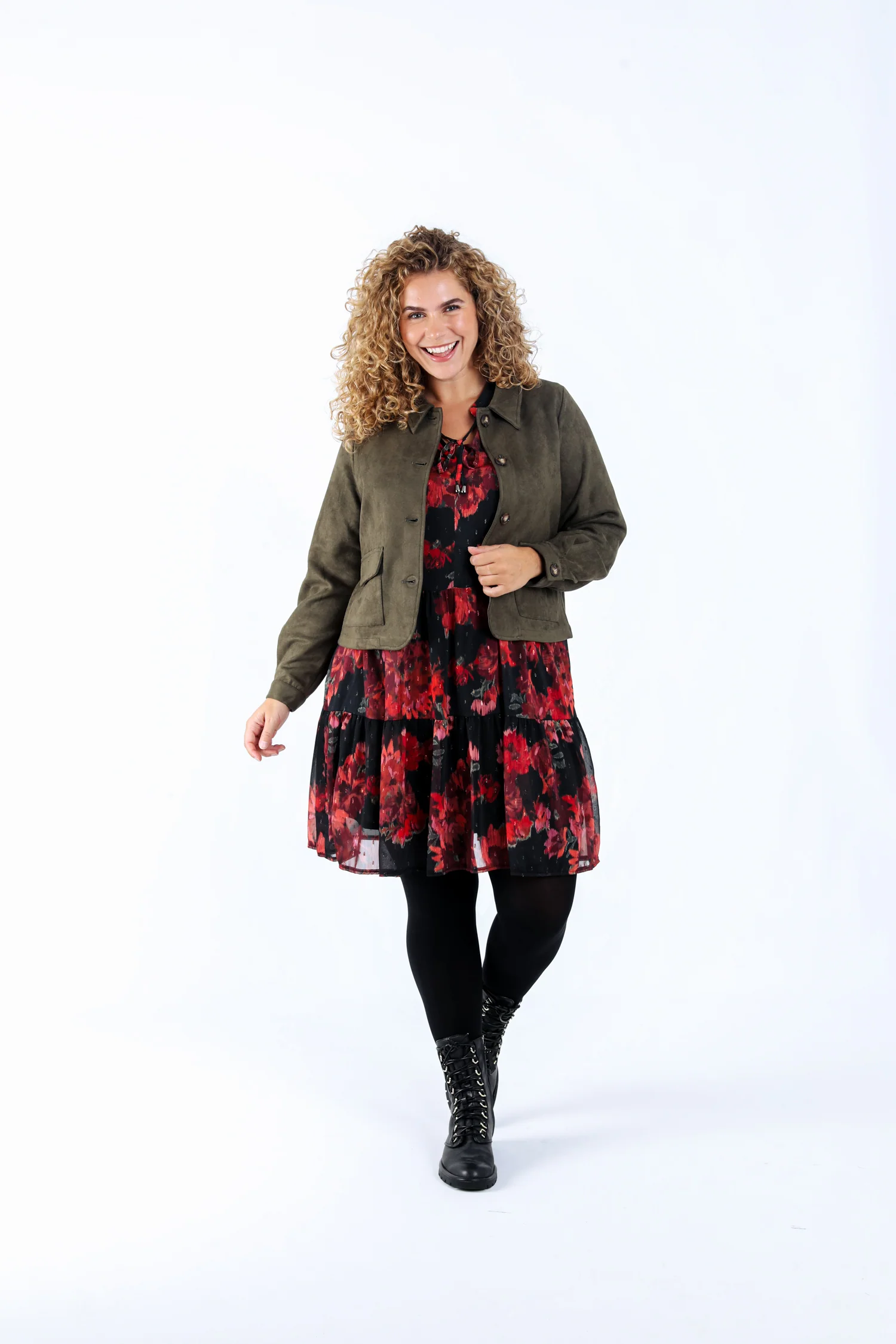 Veste courte effet suédine unie - Image 7