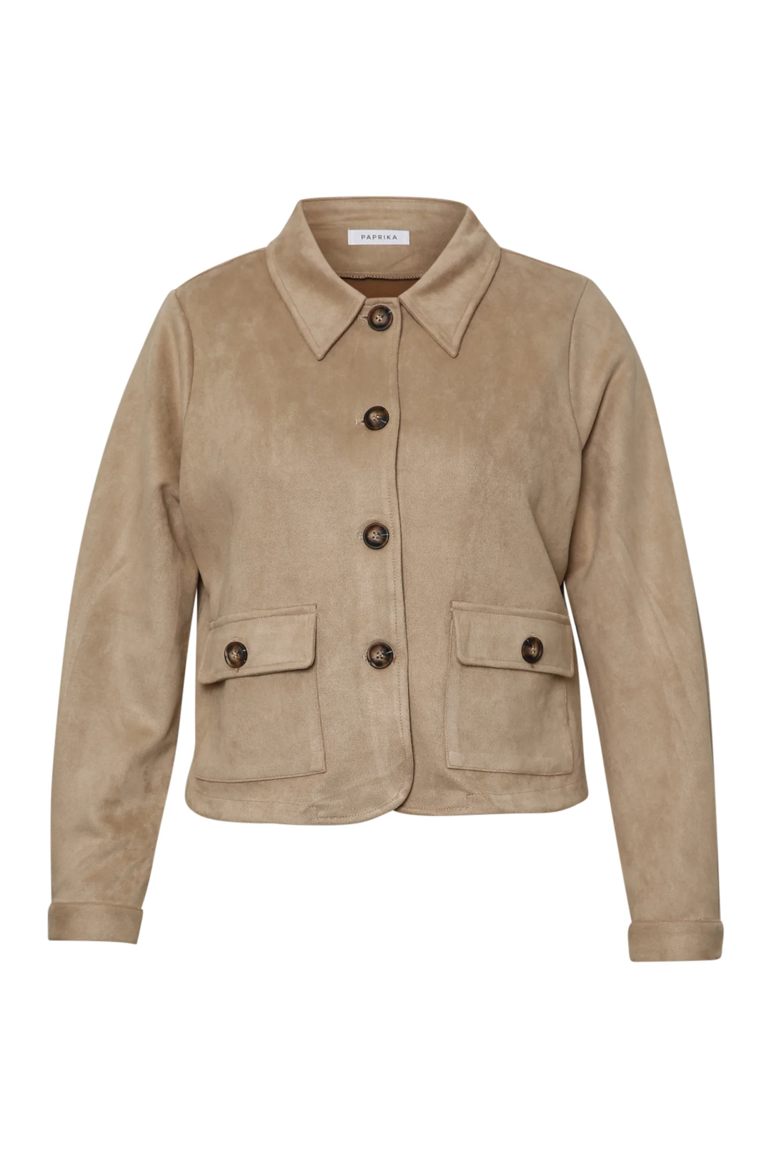 Veste courte effet suédine unie - Image 7