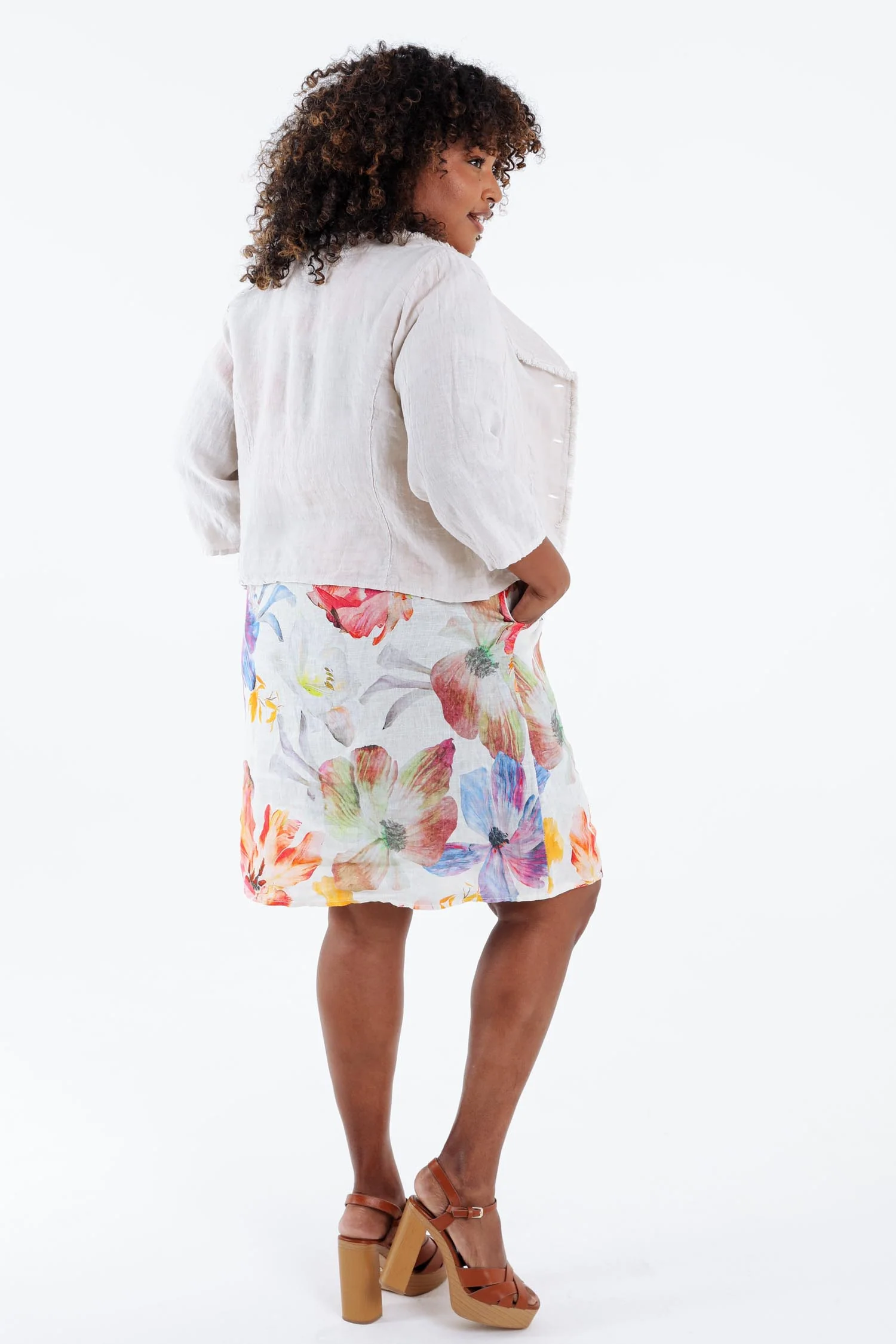 Veste courte en lin imprimé floral - Image 2