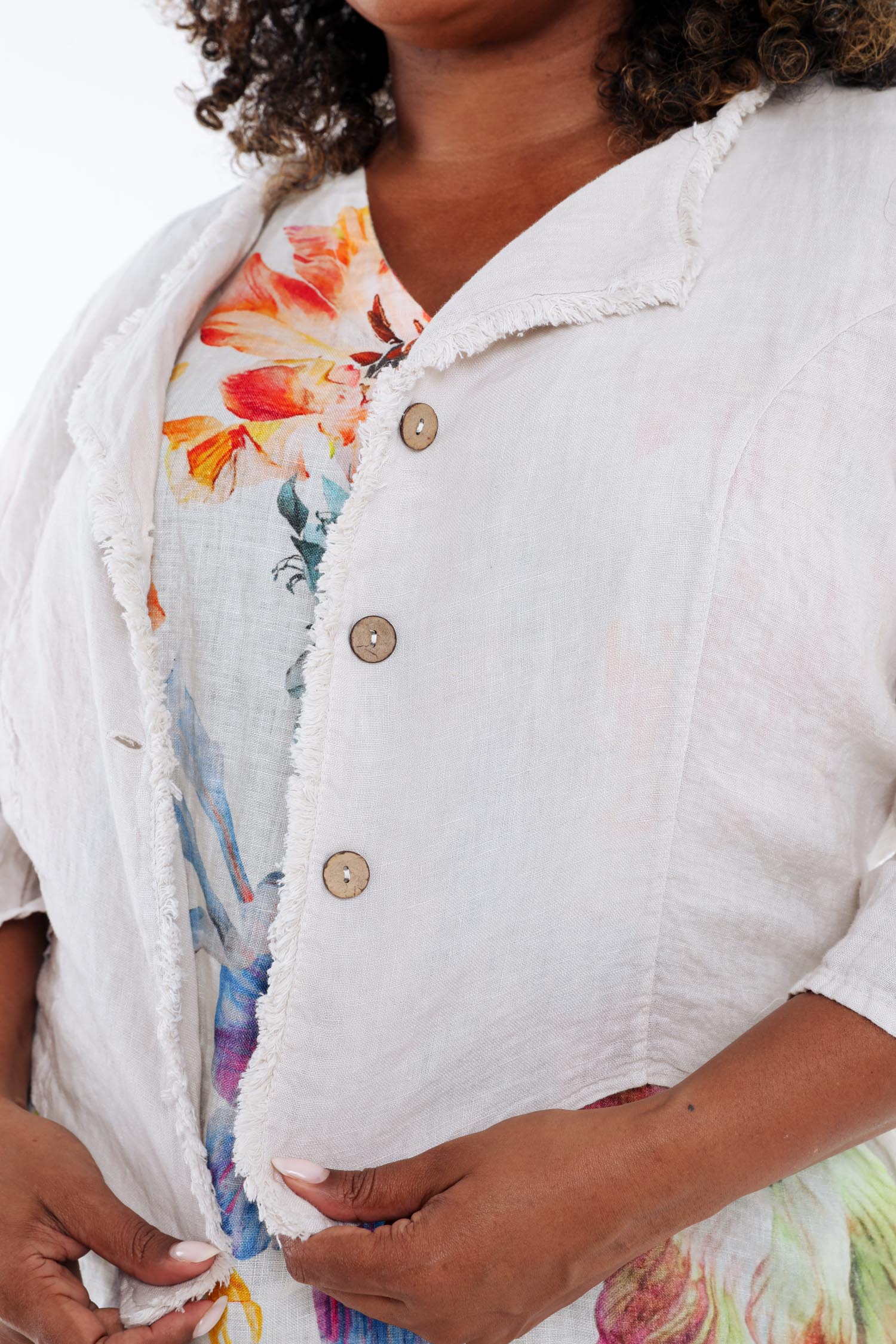 Veste courte en lin imprimé floral - Image 4