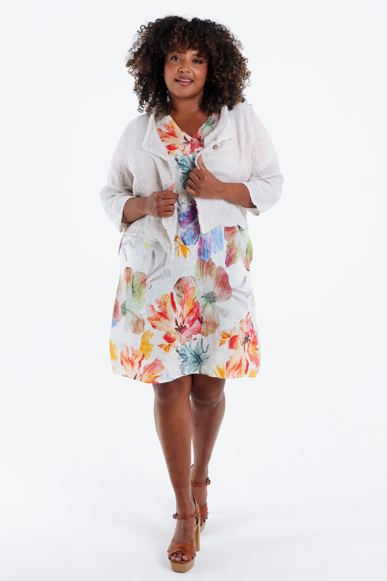 Veste courte en lin imprimé floral - Image 7