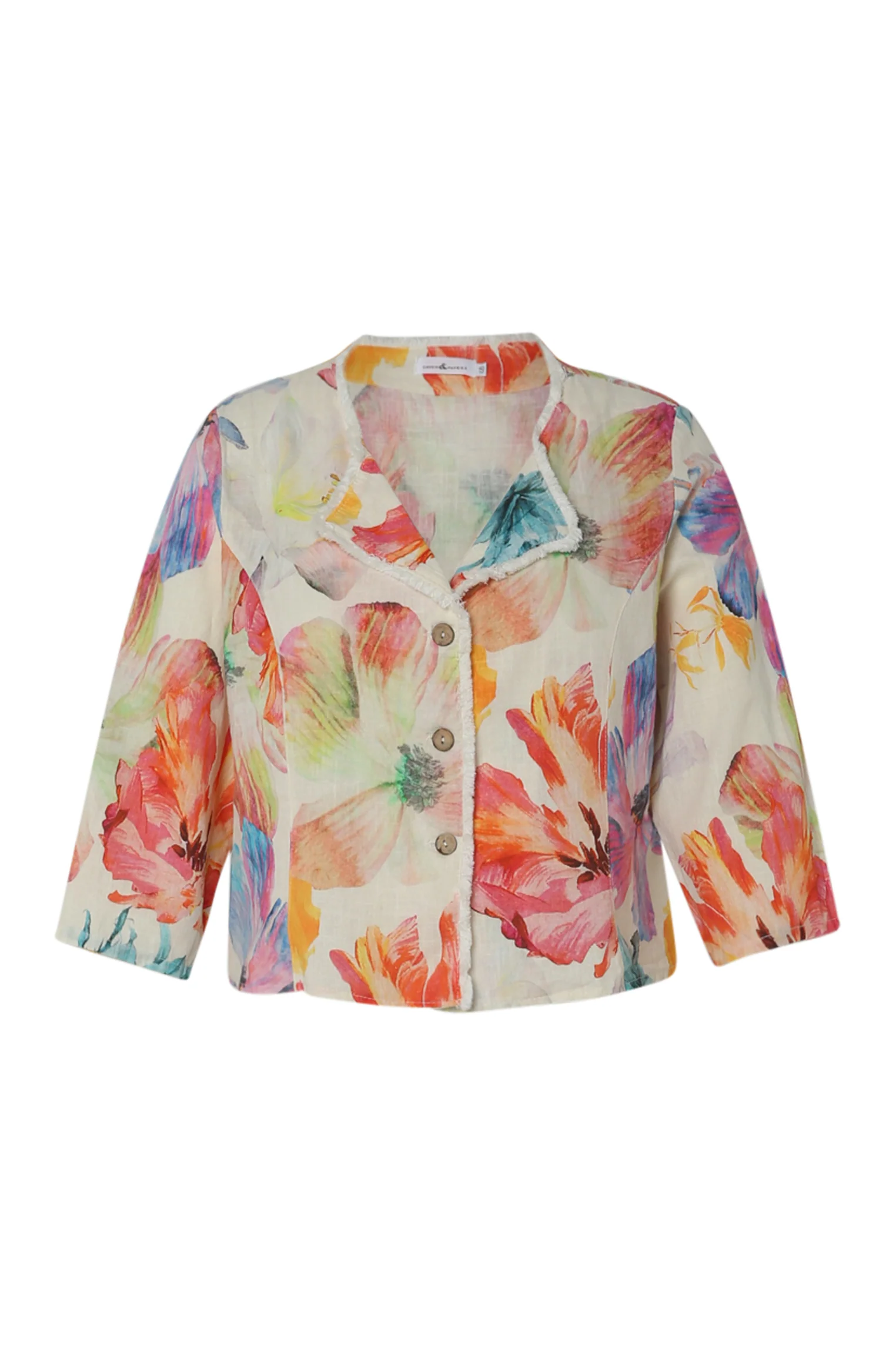 Veste courte en lin imprimé floral