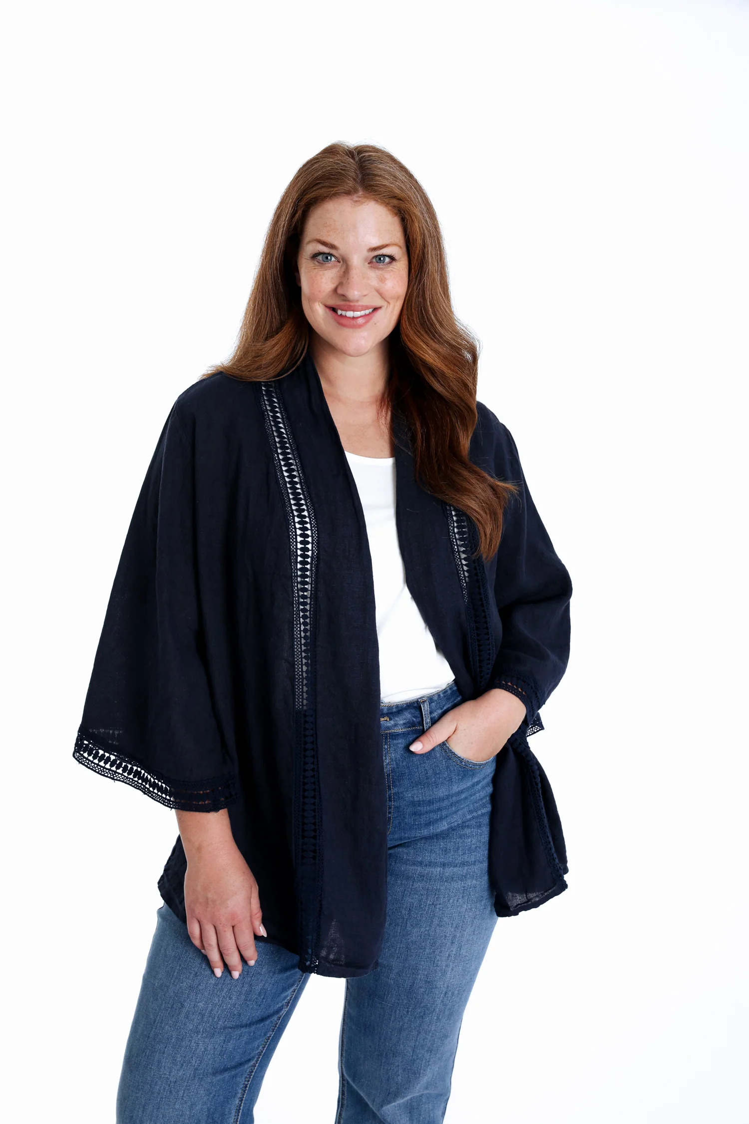 Veste en lin unie détail ajouré - Image 12